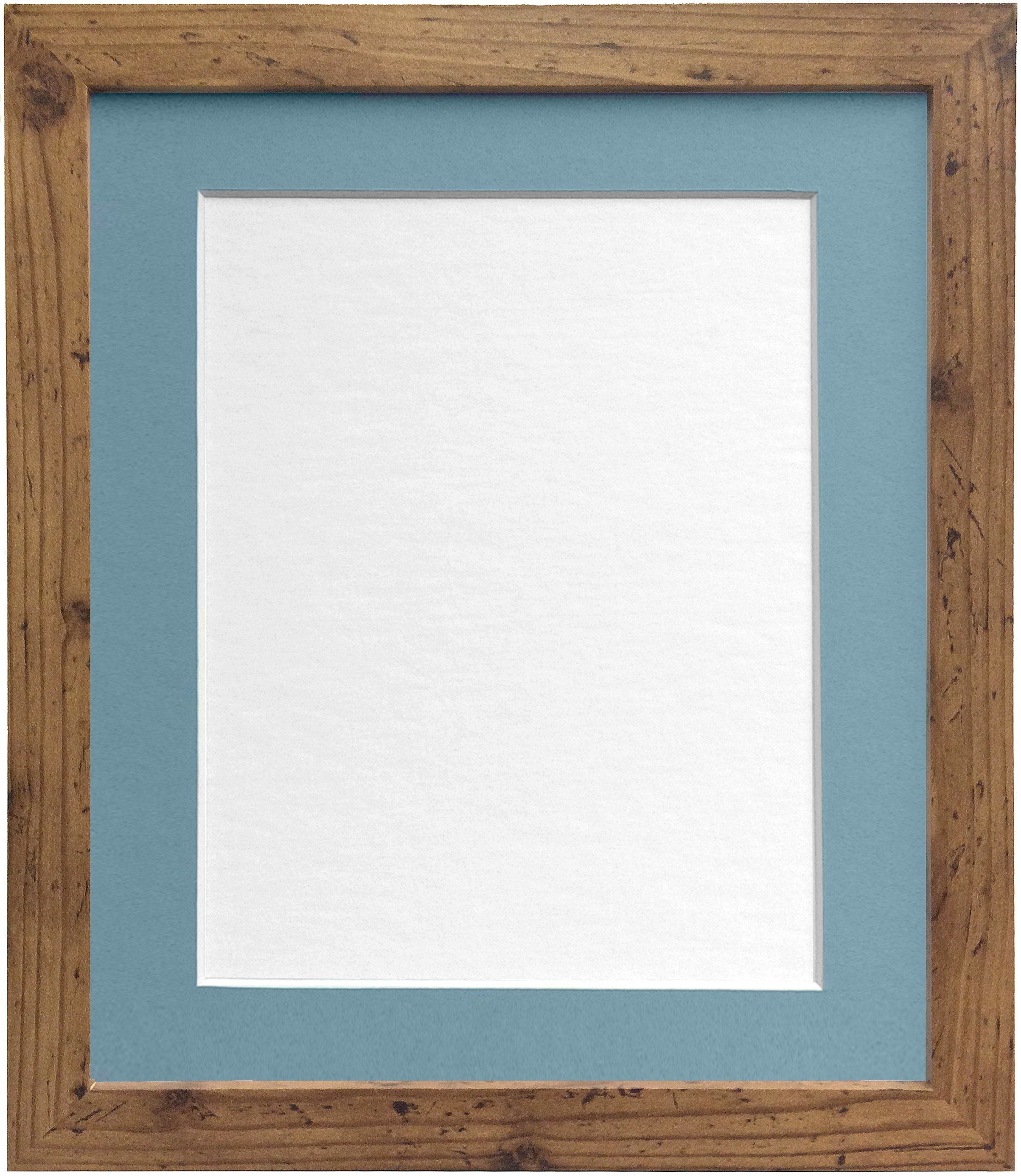 Frames By Post Blue Mount 25Mm Wide H7 Rustic Oak Picture Photo Frame With Light 30"X20" For Pic Size A2 (Plastic Glass)