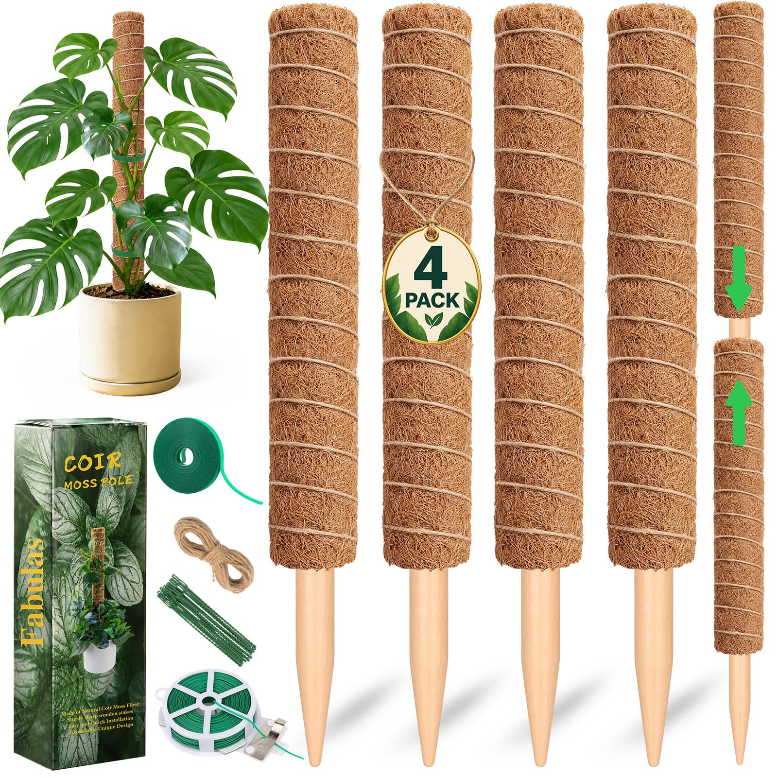 Fabulas Moss Pole - 48 Inch for Monstera & More -1 Fabulas Moss Pole - 48 Inch for Monstera & More -1