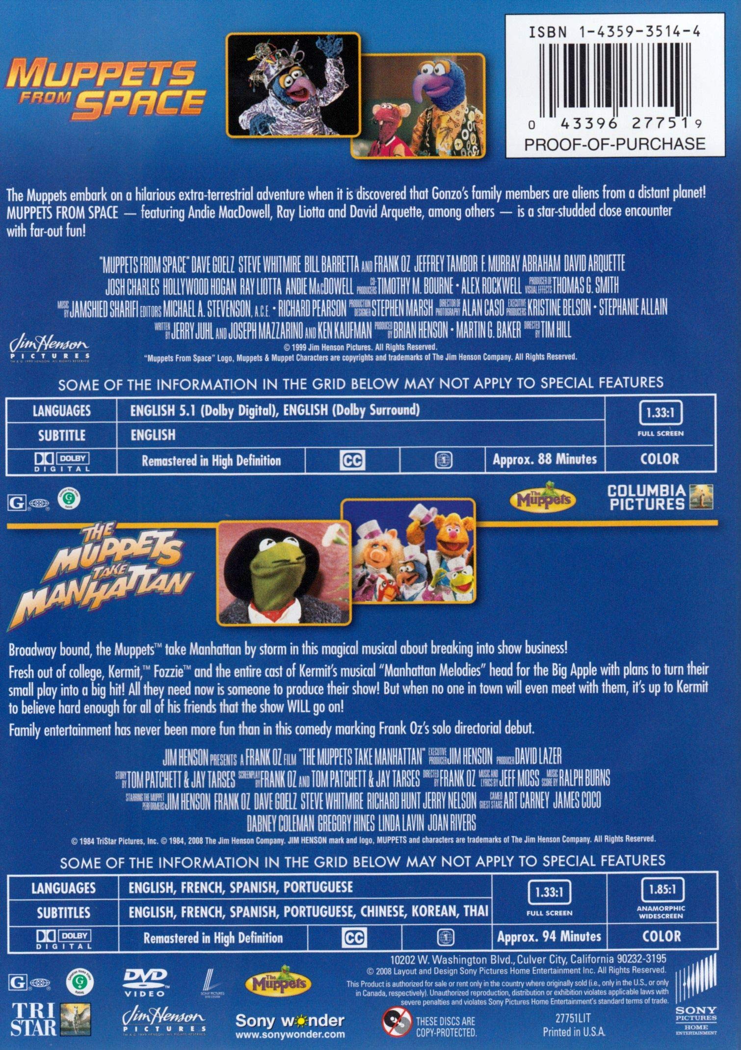 Amazon.com: Muppets From Space / The Muppets Take Manhattan