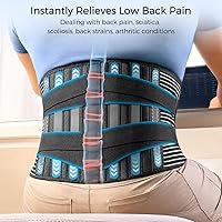 Vista 3 de Freetoo Back Braces for Lower Back Pain Relief with 6 Stays, Breathable Back Support Belt for Men/Women for work, Anti-skid lumbar support belt with