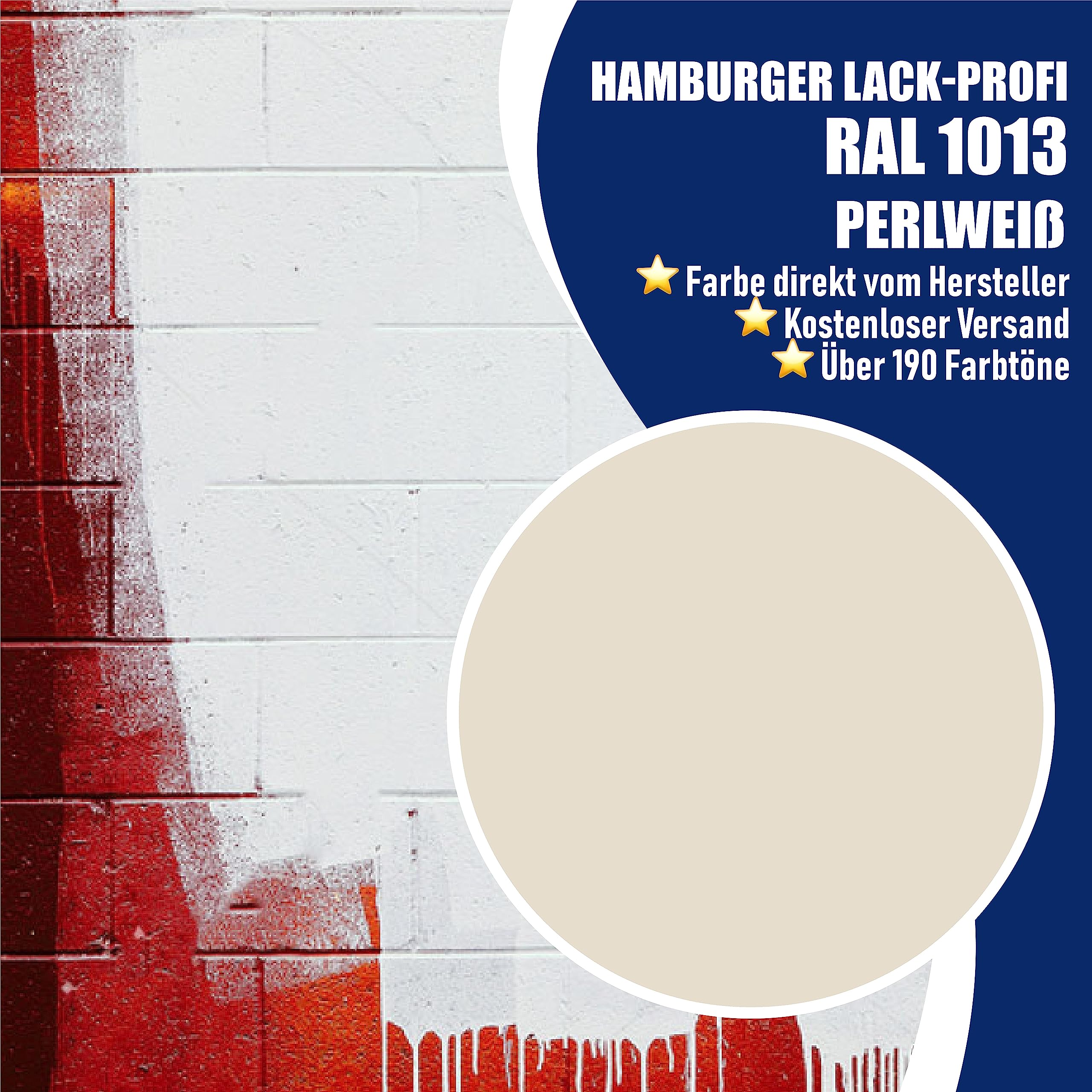 Hamburger Lack-Profi Betonfarbe SEIDENMATT Perlweiß RAL 1013 Weiß Bodenfarbe Bodenbeschichtung Betonbeschichtung Fassadenfarbe (2,5 L)