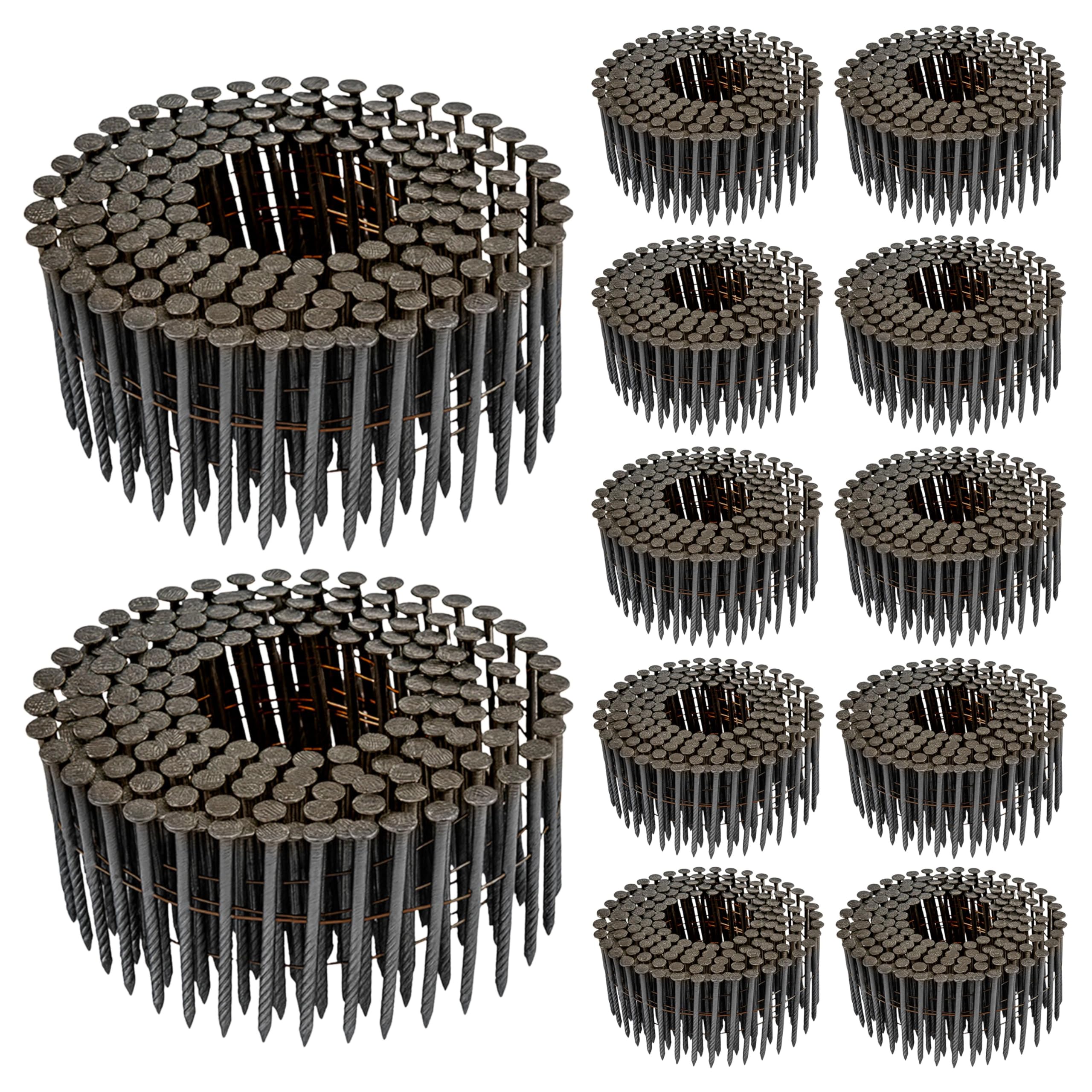 Rockin Rolls Siding Nails 2 Inch - 3600 Count – 15 Degree Wire Collated Coil Siding Nails, Full Round Head Galvanized Steel Nails, Fence Nails for
