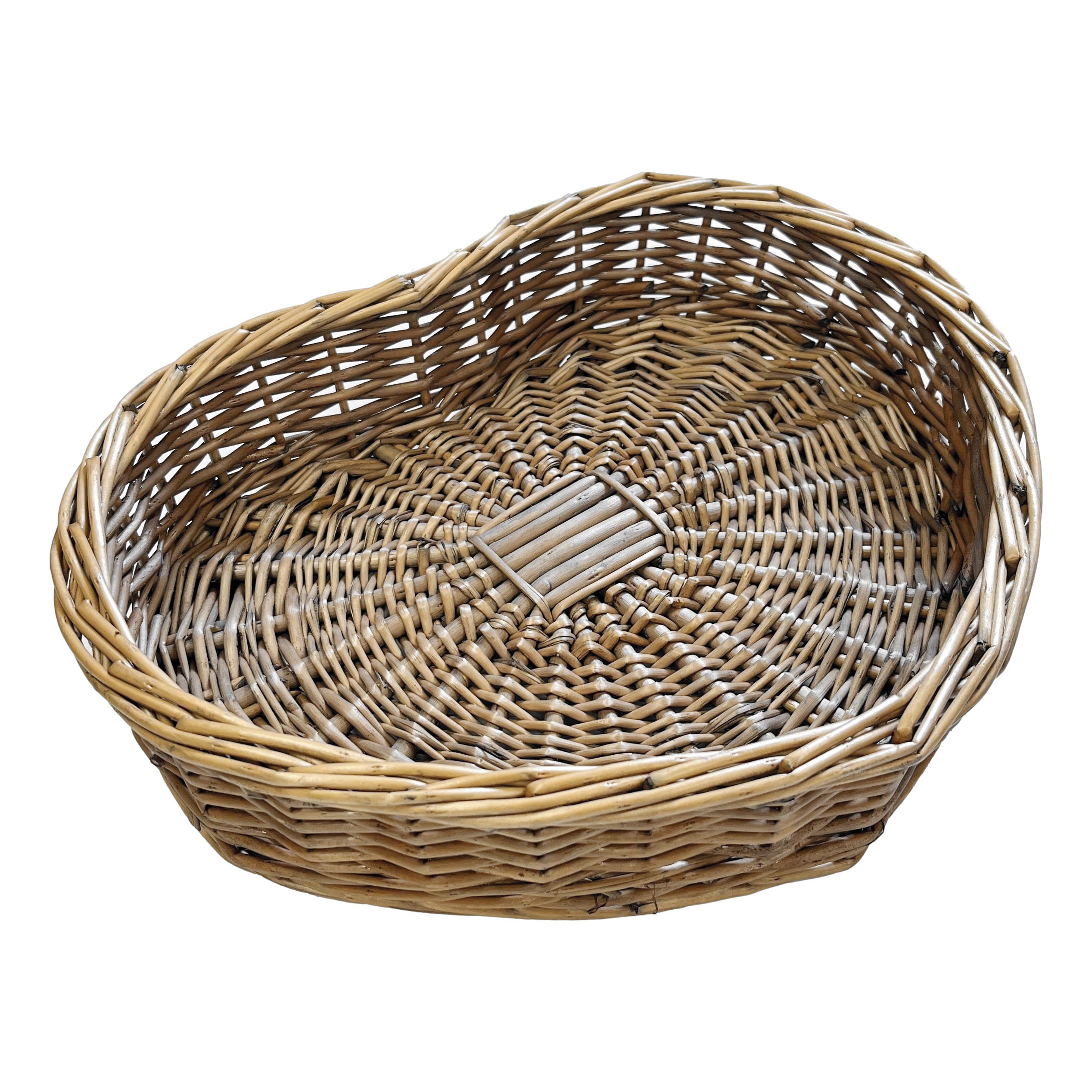 Arthur Cameron Heart Shape Wicker Storage Basket Footstool Shelf Tray (Light Grey, Medium)