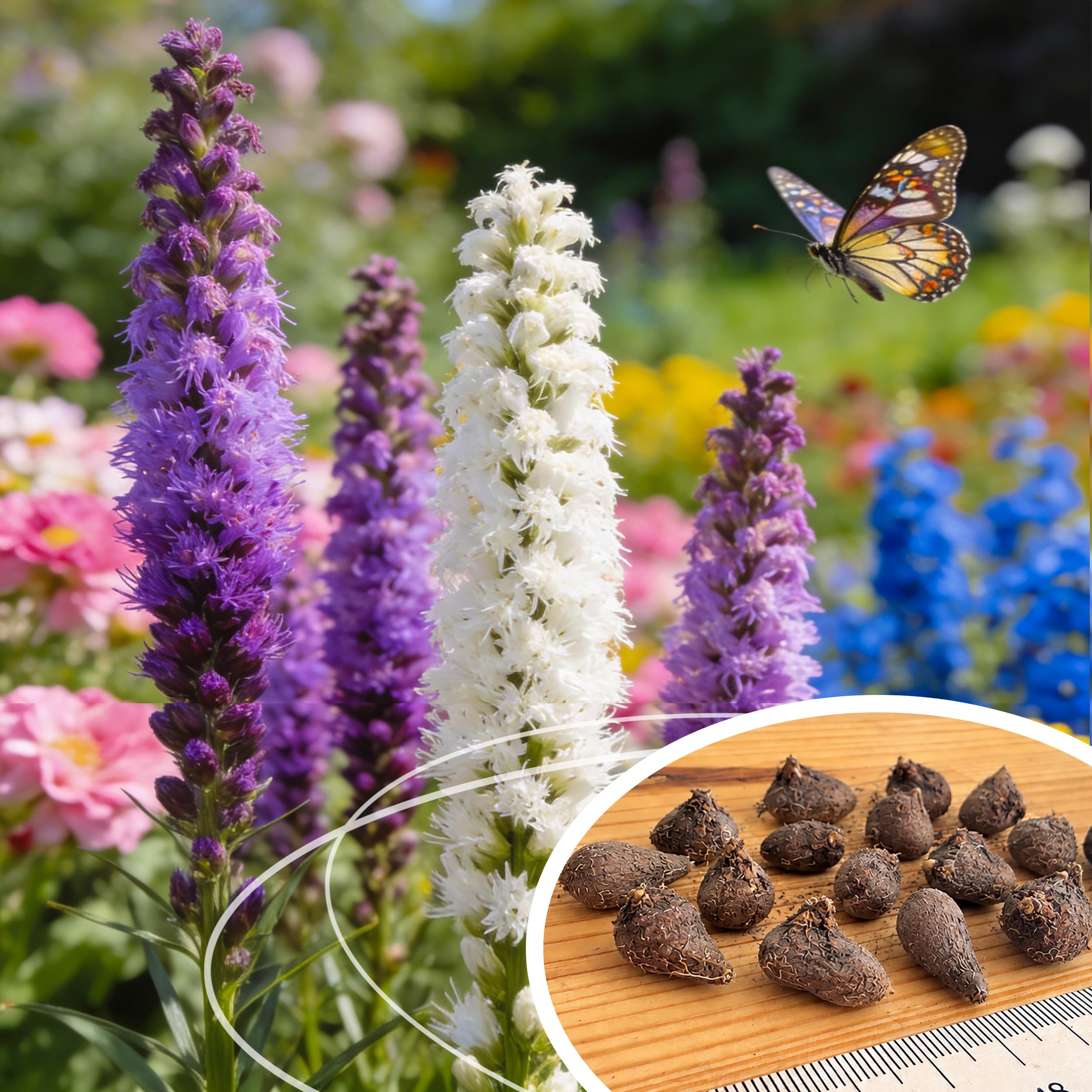 10 Mixed Purple White Liatris Spicata Bulbs for Planting – Blazing Star Perennial Garden Bulbs Tall Summer Bloom Gayfeather Plants for Borders Wildlife Pollinator Friendly Outdoor Flower Corms
