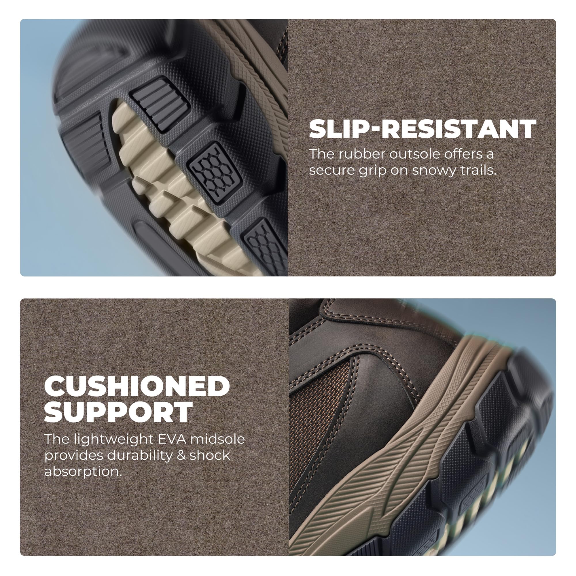 NORTIV 8 Bottes de neige imperméables pour homme - Légères et décontractées - Chukka