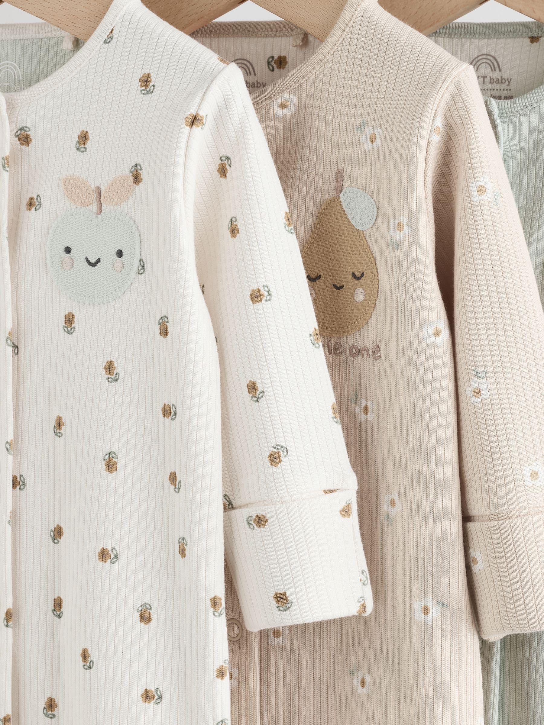 NEXT Bebés niña Pack de 3 Pijamas Tipo Pelele sin pies con Cierre de Botones a presión para bebé