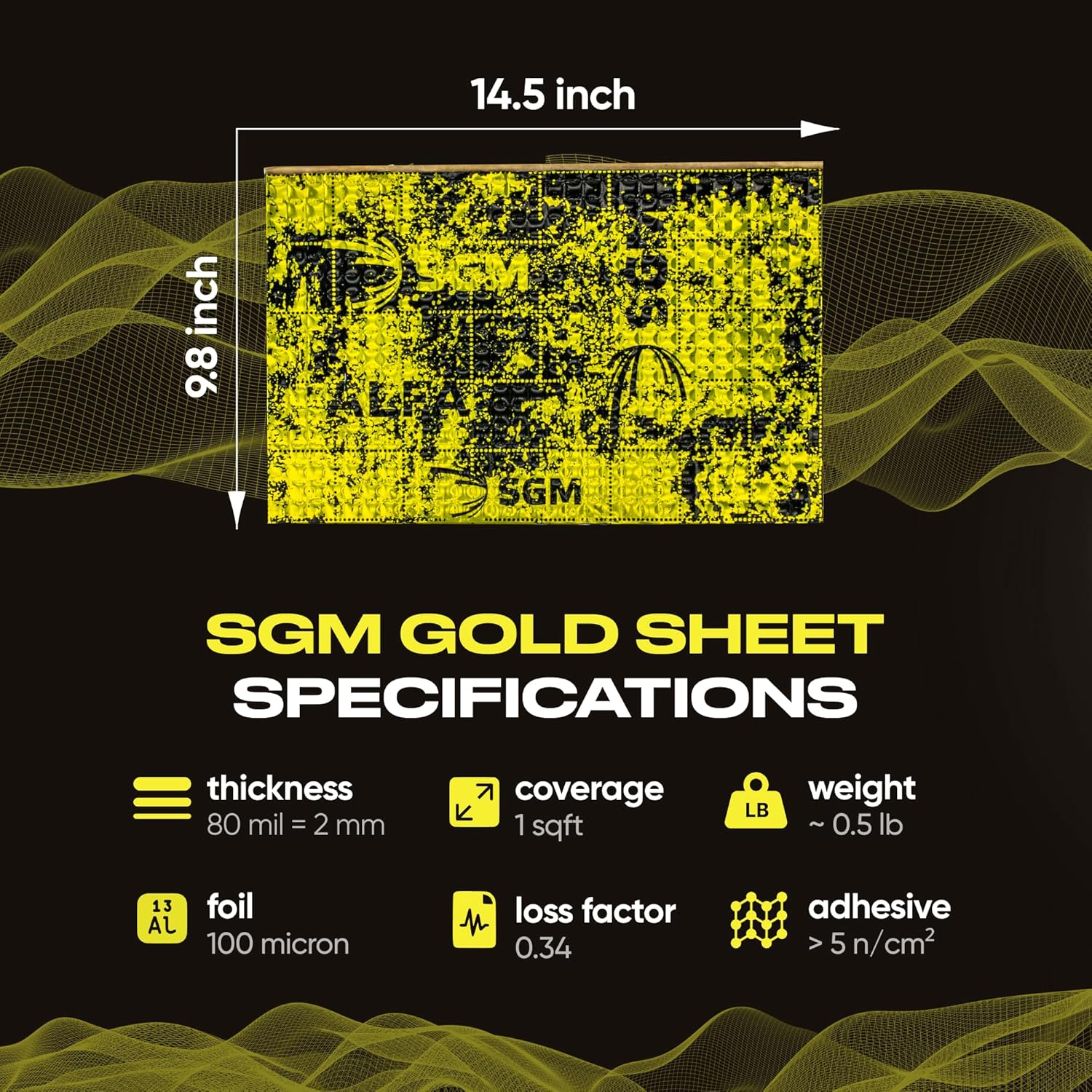 SGM Gold Exclusive Car Sound Deadening Mat 80 mil (2mm) 30 sqft (2.78 sqm) with Installation Roller Set, Automotive Sound Deadener, Self Adhesive Butyl Car Sound Deadening Material, Audio Insulation