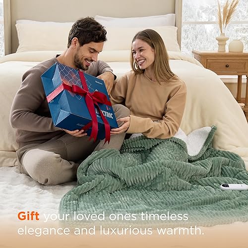 Vista 22 de Bedsure GentleSoft - Manta térmica eléctrica, suave manta eléctrica de franela acanalada, calefacción con 4 ajustes de tiempo, 6 ajustes de calor