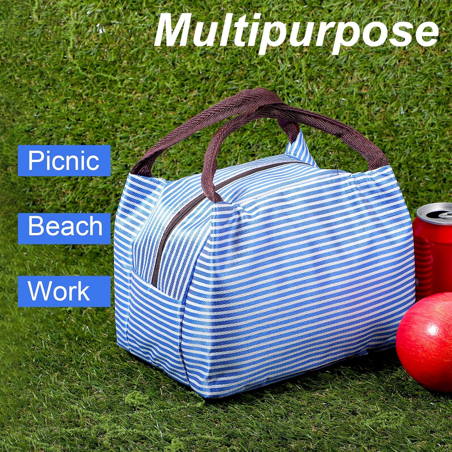 Lemecima 12 Pcs Insulated Lunch Bag Bulk Reusable Thermal Lunch Box Waterproof Leakproof Tote Bag with Soft Liner for Women Men Office Work School Picnic Beach Fishing