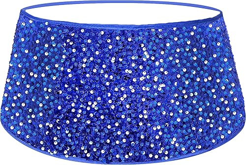 Collar de árbol de Navidad, caja de falda azul de 23.6 pulgadas, collar de árbol de Navidad con purpurina, base de árbol de Navidad, cesta de