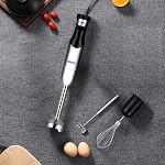 Mélangeur à main d'immersion électrique, OBERLY 500W Lourds 3-in-1 Mélangeur de bâtons à main, Smart Stepless, Lame en acier inoxydable avec lait frère, fouet d'oeuf pour mousse de café, smoothies et purée