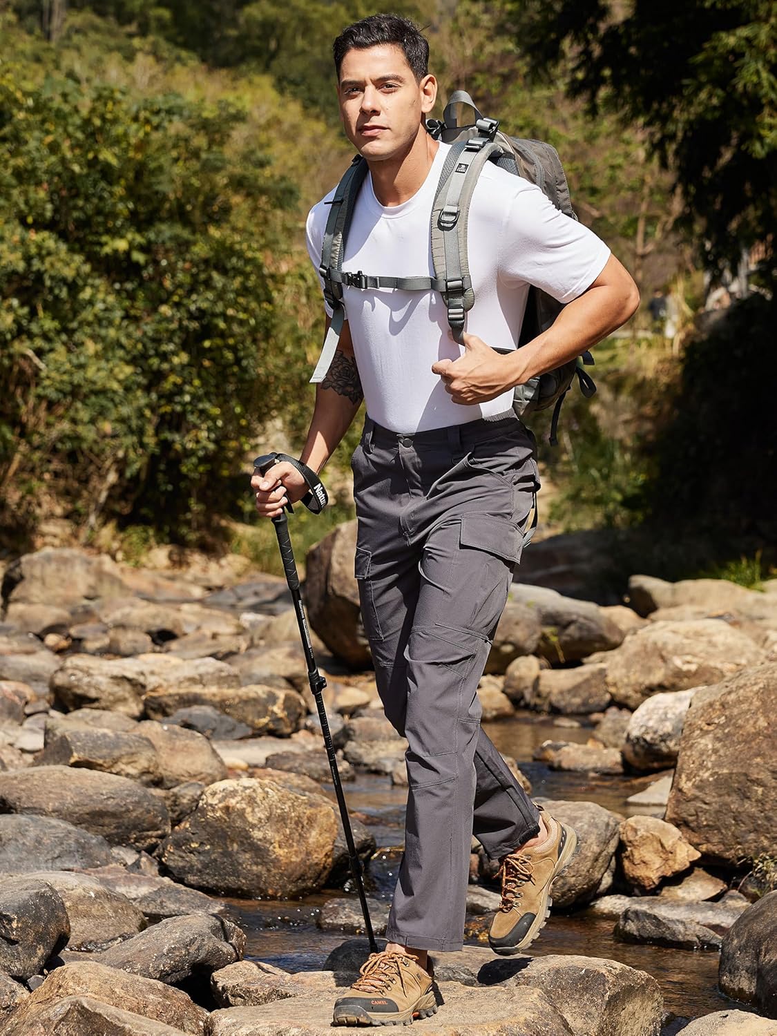 Men's Lightweight Hiking Cargo Pants Water-Resistant Quick-Dry Climbing Camping Fishing Work Outdoor Pants