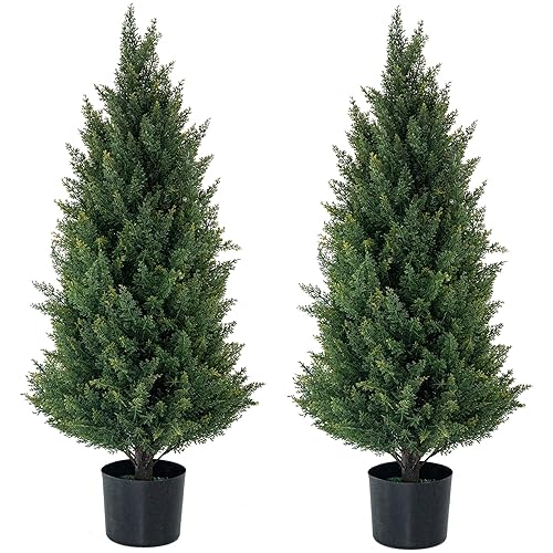 Artificial Topiary Trees 3 Foot Artificial Cedar Trees UV Resistant