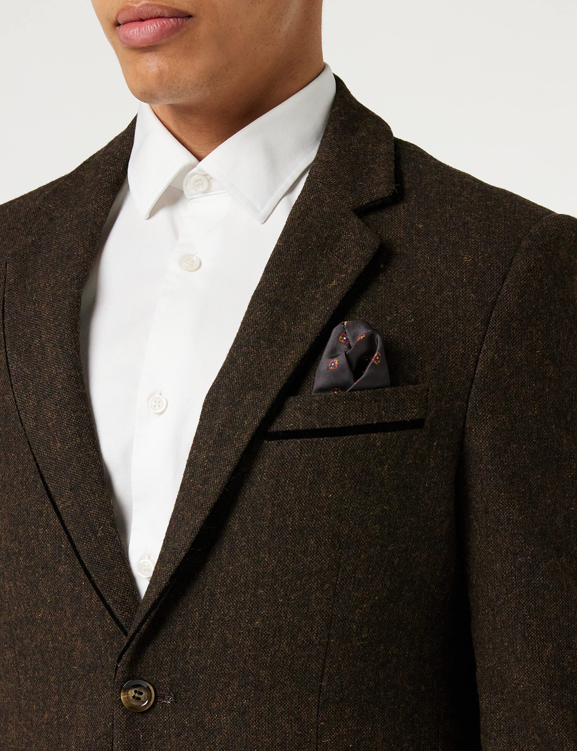 XPOSED of London Giacca da Uomo Tweed Blazer 1920s retrò Vintage in Stile Smart su Misura Adatto in Marrone, Verde e Blu [AMZCH-BLZ-DANE-D1-COFFEE-52]