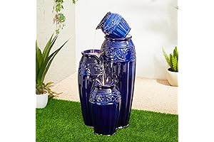 Glitzhome Fountain for a Backyard Oasis: 4-Tier Ceramic Cascading Water Feature