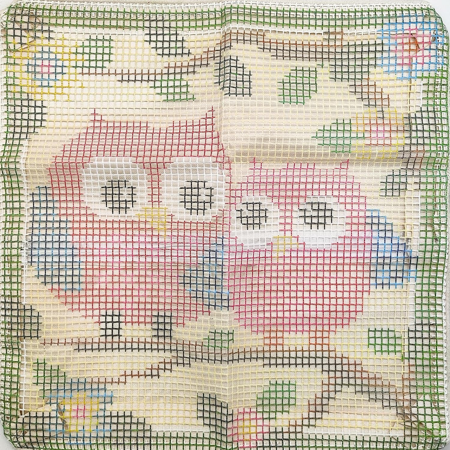 Howie's Latch Hook Kit, DIY Owl Pillow Crochet Yarn Kits for Adults, Color Preprinted Pattern Embroidery Sofa Cushion Cover (Pink Owl, 16.93 x 16.93 inch)