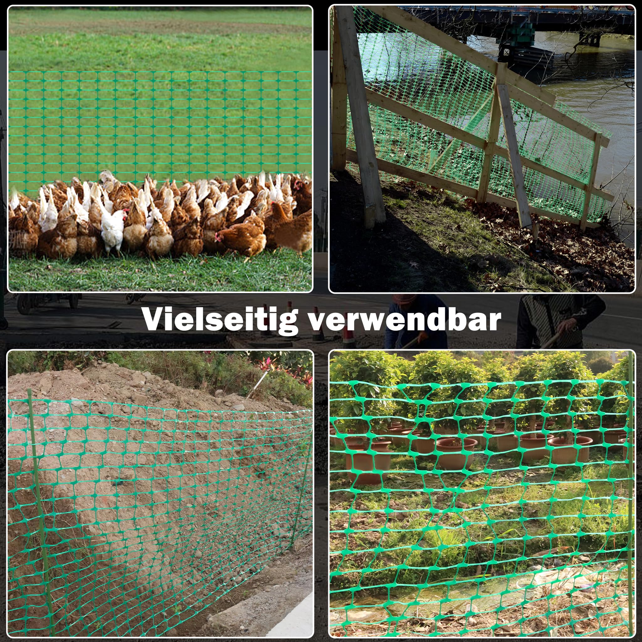 UISEBRT Valla de plástico de protección para construcción, red de advertencia, valla de limitación, valla de jardín, flexible, verde, 1 x 50 m