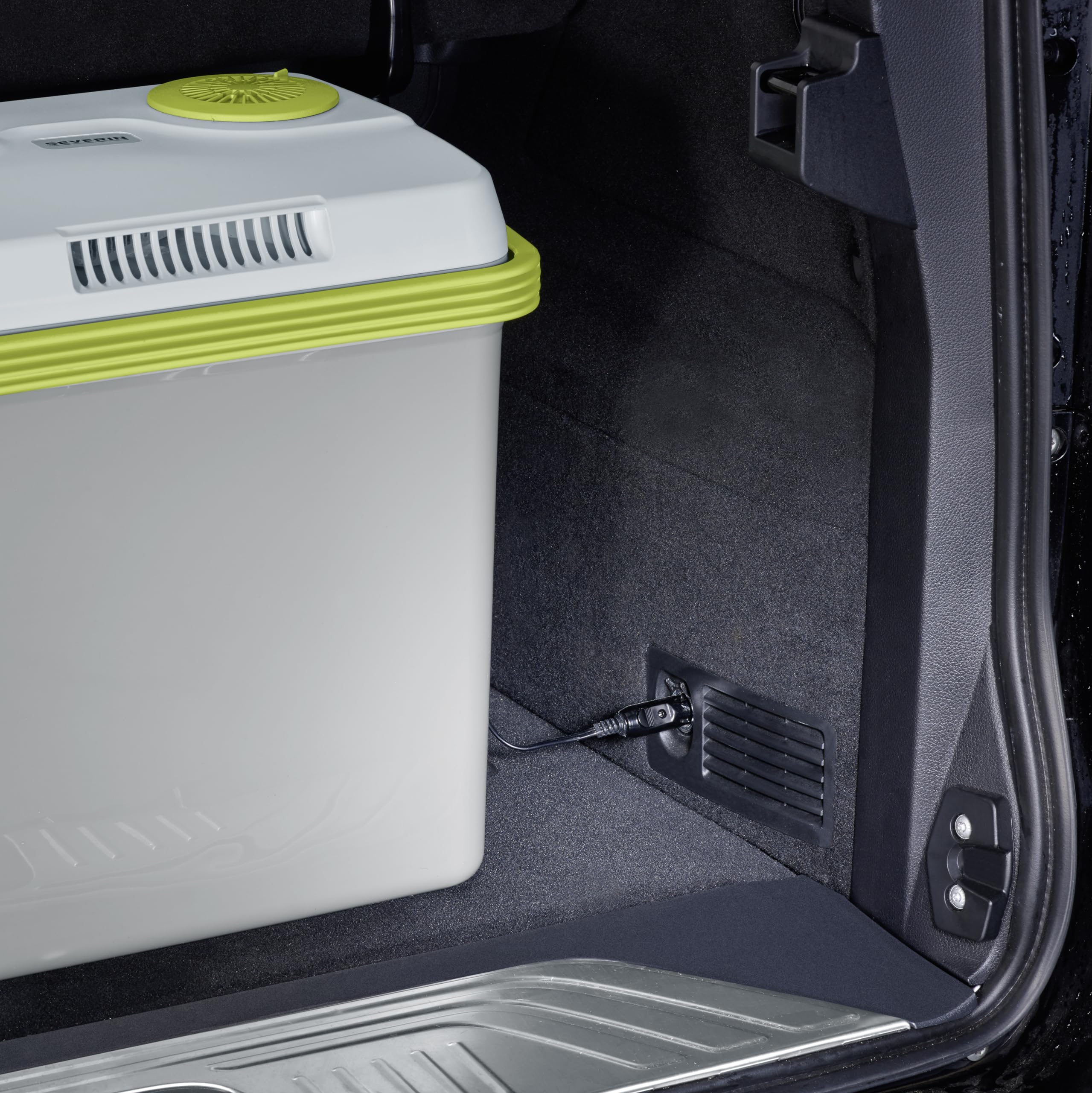 SEVERIN Frigorifero elettrico da 25 l, con innovativo cavo di collegamento USB per l'alimentazione esterna, KB 2925, Grigio/Verde