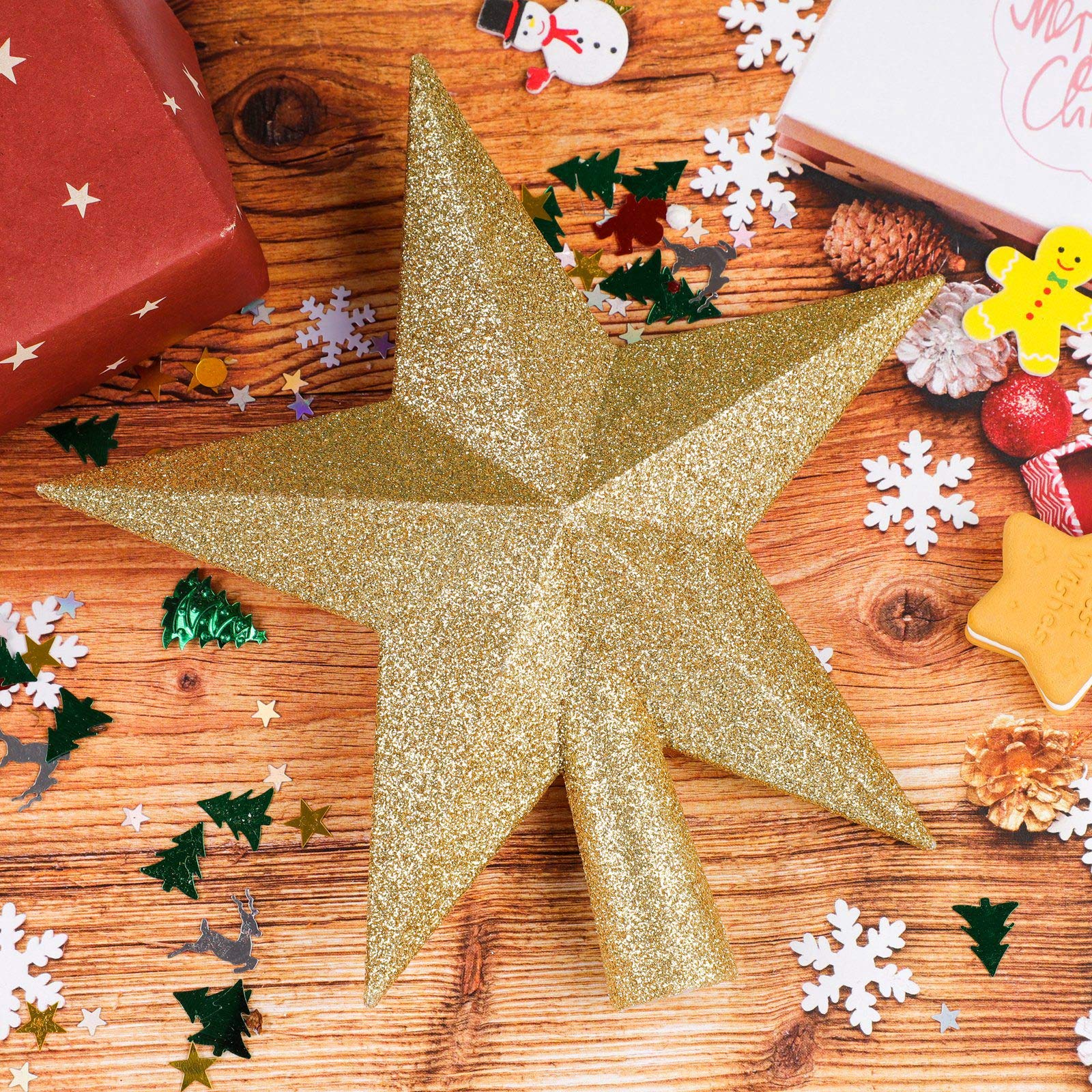 Cime étoile De Sapin De Noël Vintage , Lumière Rouge, Lumineuse A L'électricité, Mesure 8 Po X 8 Po