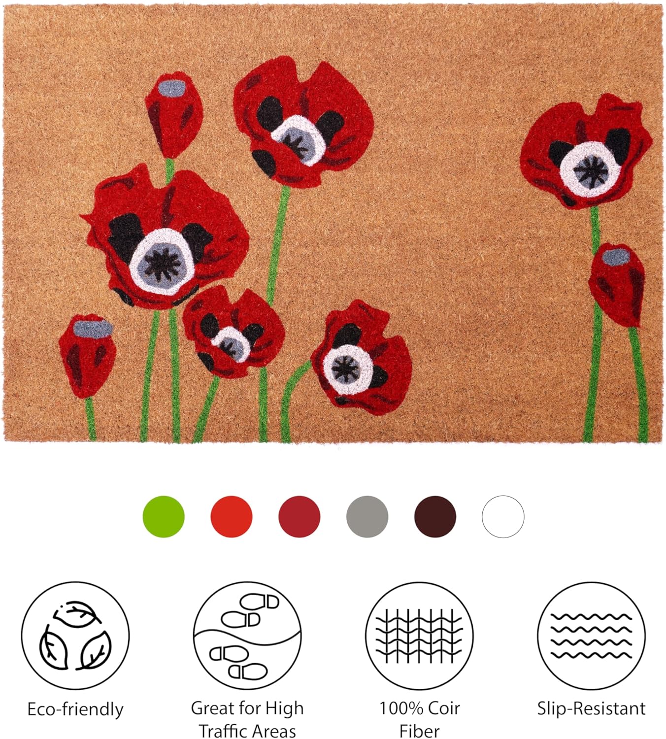 Calloway Mills Red Poppies Doormat