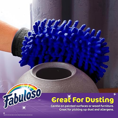 Miniatura 3 de Fabuloso Guantes de limpieza de microfibra, paquete de 3, color azul, sin pelusas, sin arañazos, para superficies y muebles, paño de mano de