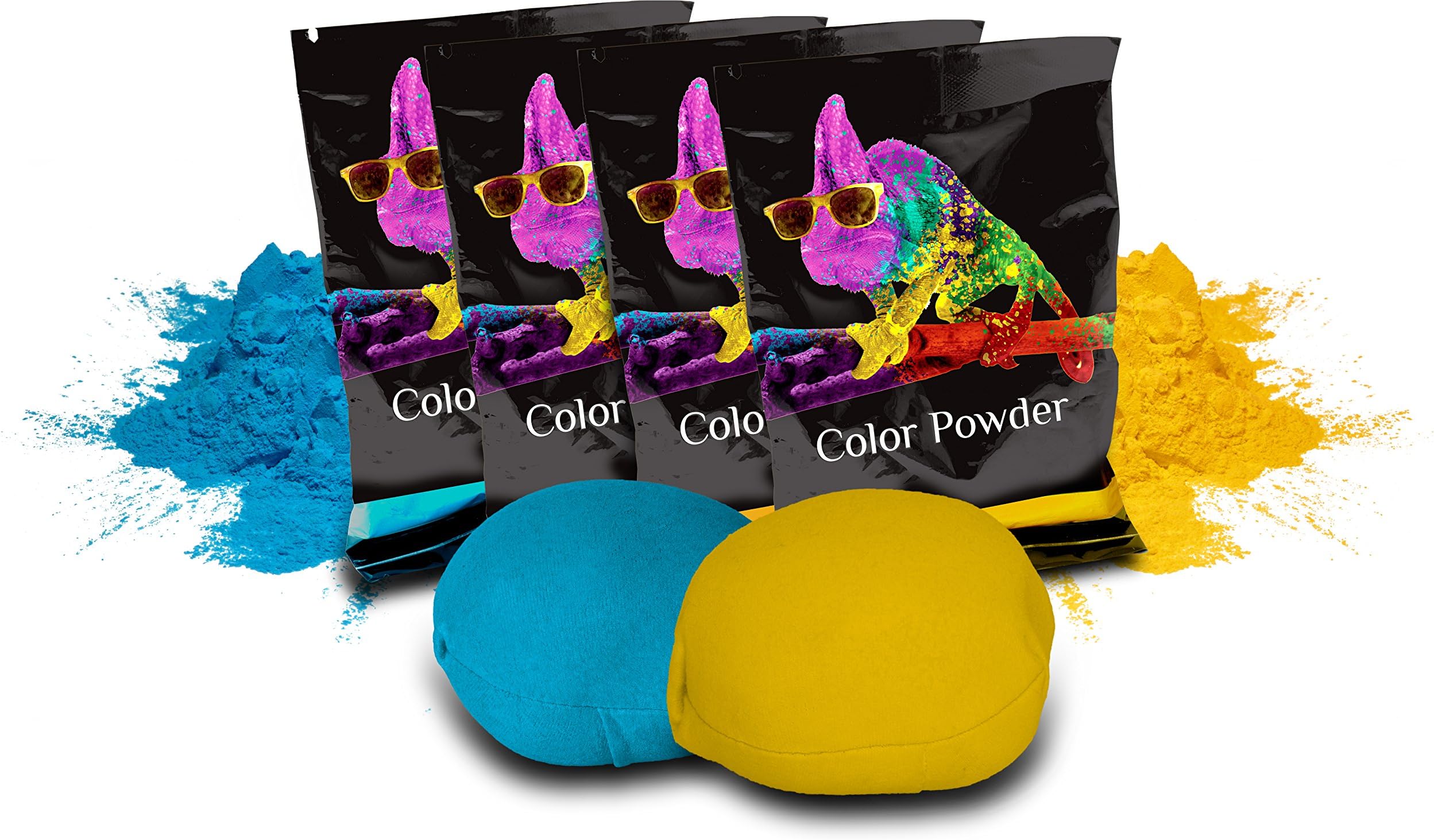 C-Ball (Refillable Powder Ball) - 2 C-Balls and 4 Count 70 Gram Color Packets (2 Yellow and 2 Blue)