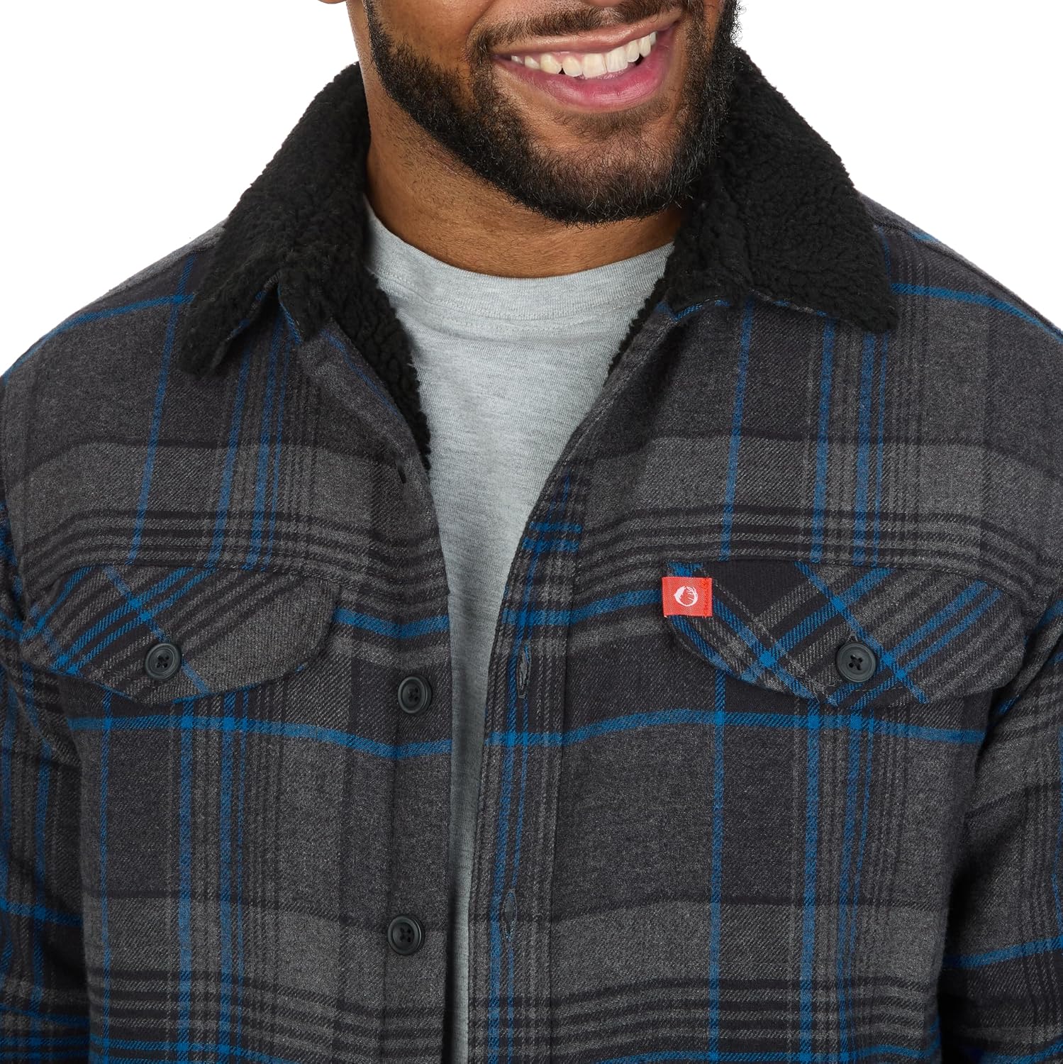 The American Outdoorsman Flannel Shirt Jacket with Sherpa Fleece Lining & Faux Sheepskin Collar - Winter Flannel Jacket