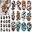 77 Sheets Temporary Tattoo for Women Men, 17 Sheets Half Arm Skull Fox Tiger Cat Parrot Snake Fake Tattoos, 60 Sheets Vintage Traditional Tiny for Adult Kids Body Tattoos Stickers Waterproof Realistic