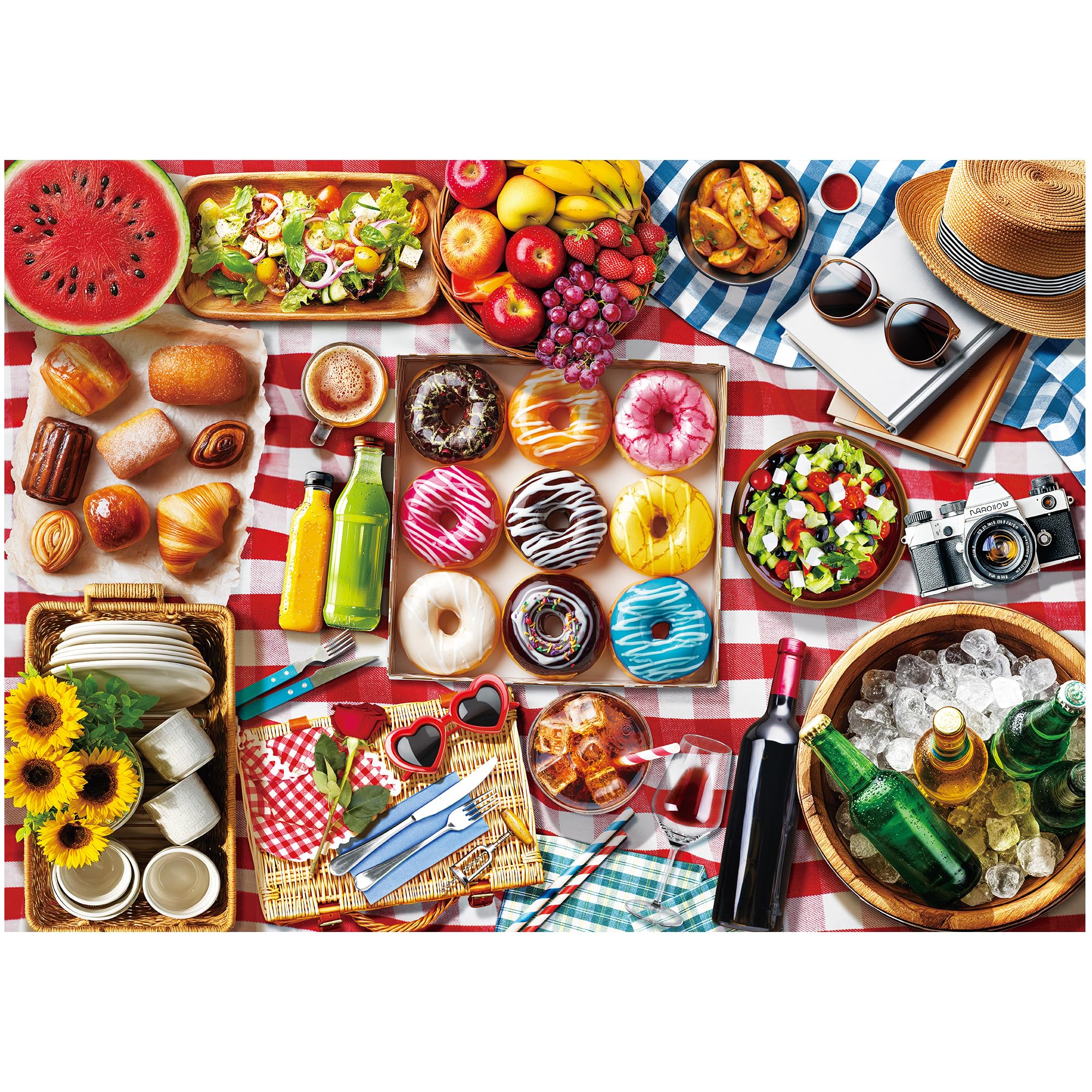 BenBen 500 Piece Puzzles for Adults, Spring Picnic Jigsaw Puzzles with Patterns on Back, Challenging Puzzles for Family Game Night Home Décor