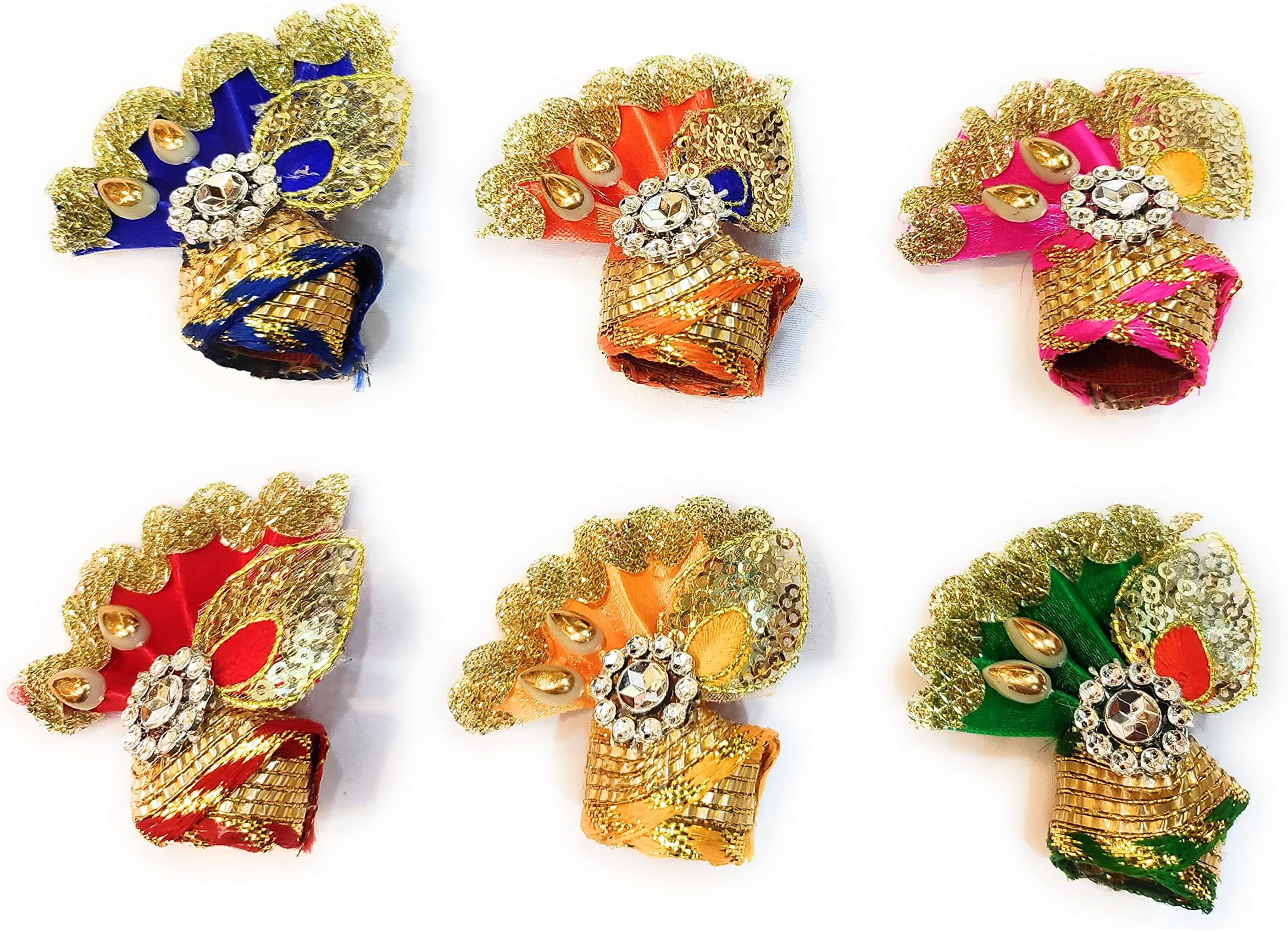 Poshak Posak Bal Gopal Krishna Laddu Gopal Pagdi Mukut Set Combo-6 | Bhagwan Vastra Dress (Size no-0)
