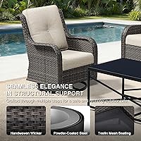 Vista 4 de Joyside Silla mecedora giratoria para exteriores para patio, mecedora de mimbre para exteriores con cojines de tela de olefina adecuada para porche