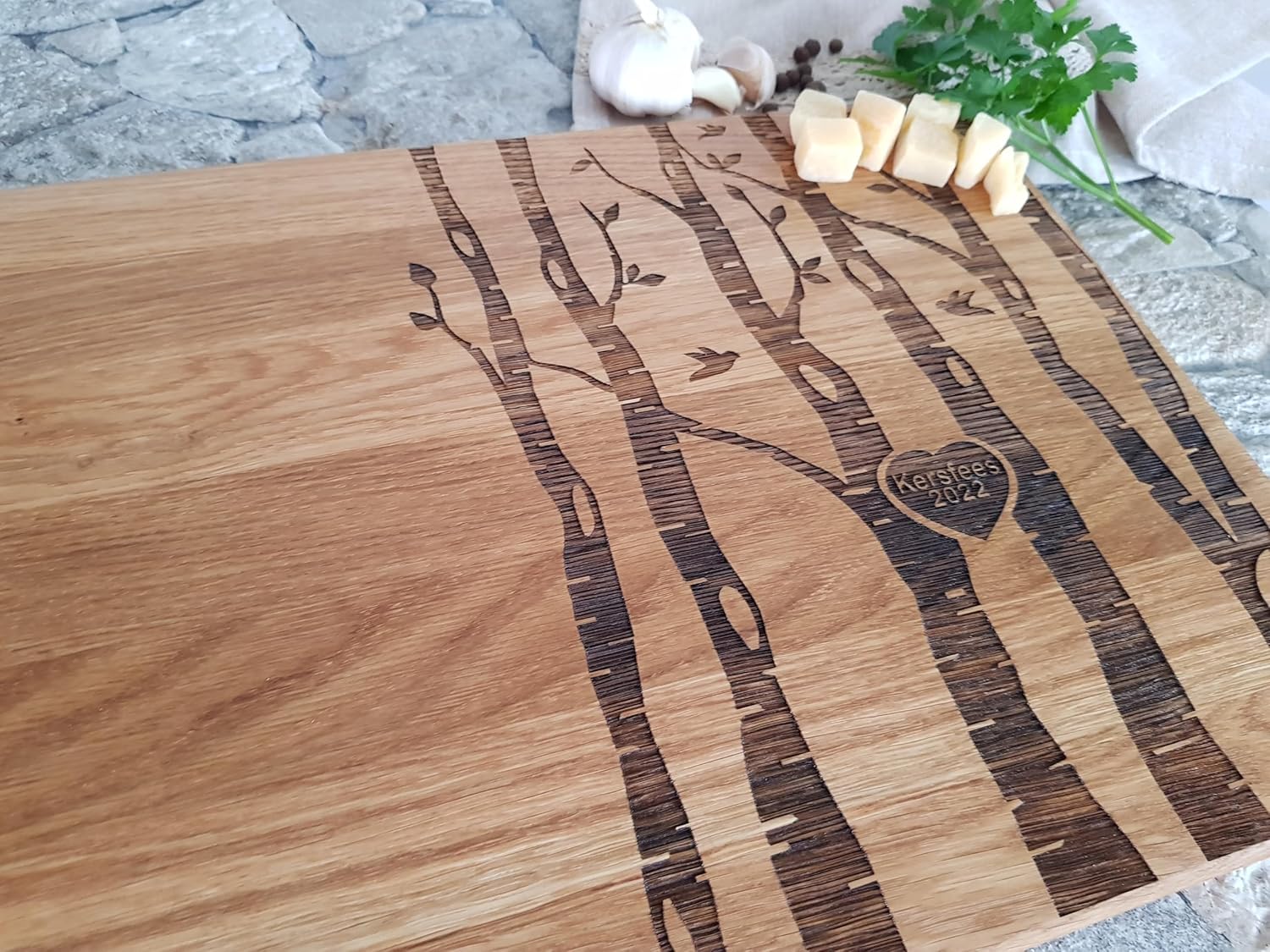 Algis Crafts | Customized Cutting Board - BIRCH HERT | Handmade Cutting Board | Wedding Gifts for Couples, Valentine's Day Gift, Newlywed Couples Present for Husband & Wife | Laser Engraved Board
