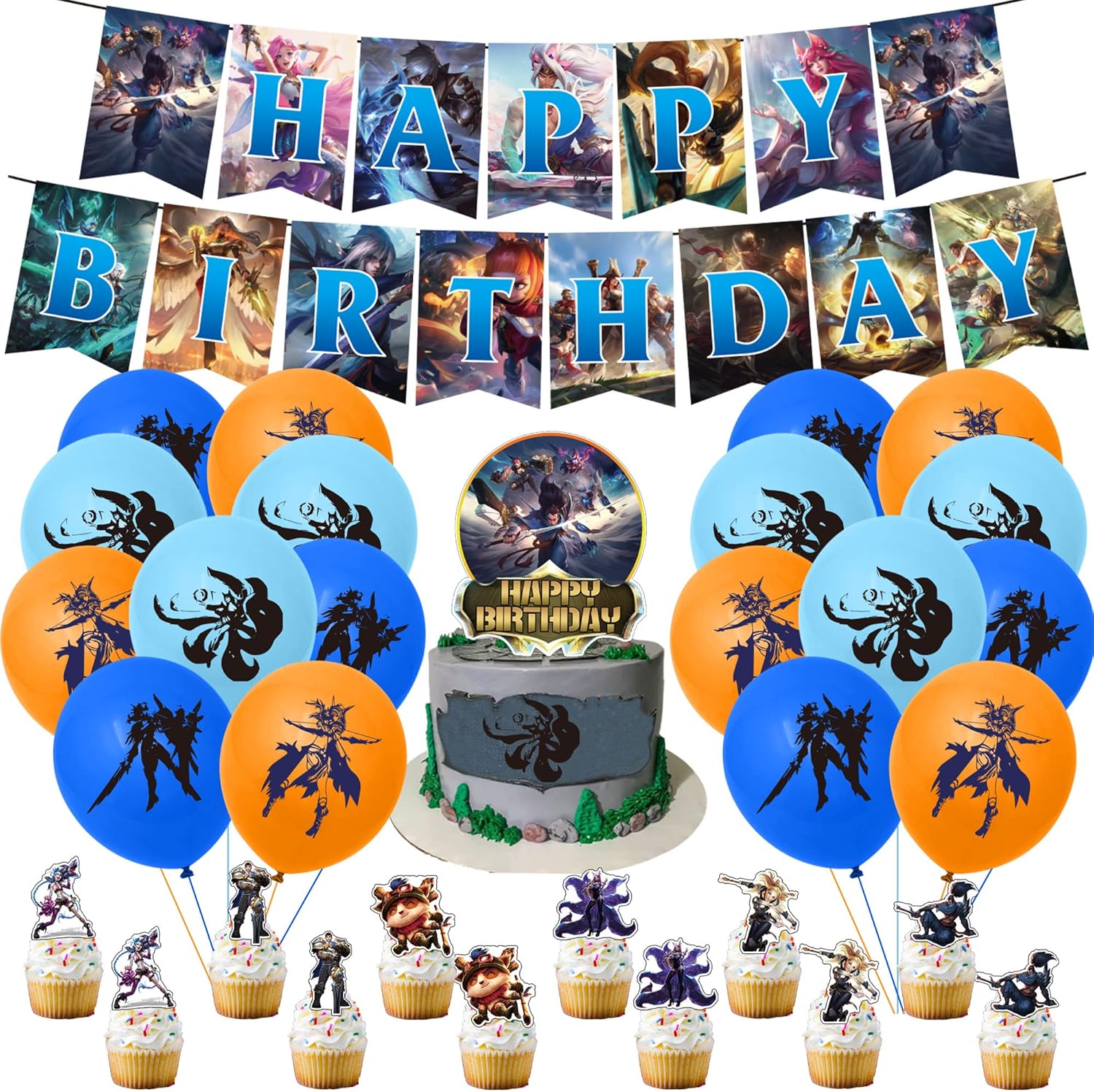 League of Legends Birthday Party Decorations, Game Legends Themed Party Supplies with Happy