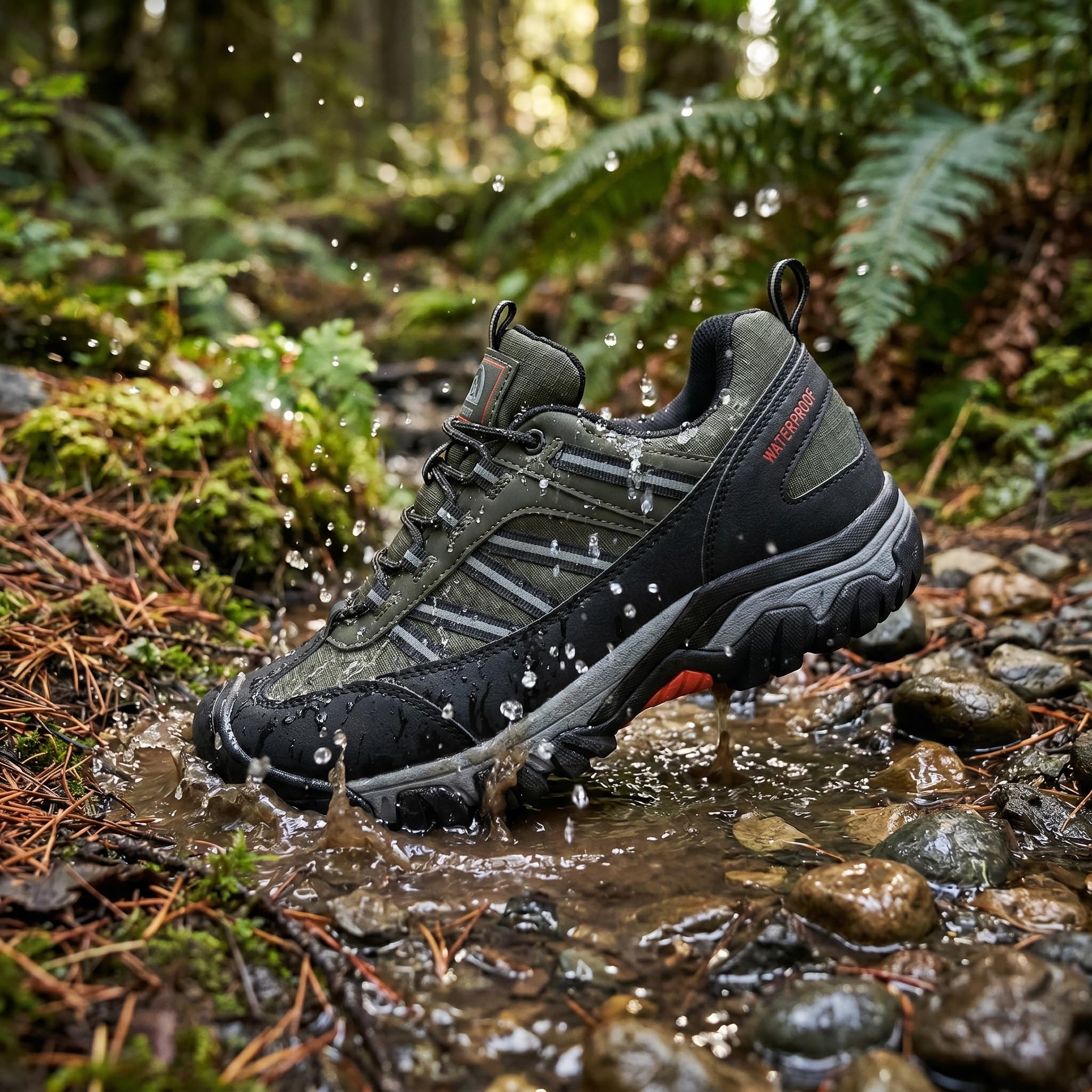 AX BOXING Wanderschuhe Herren Wasserdicht Trekkingschuhe Niedriger Outdoor Schuhe Zehenkappe für Trekking Wandern Camping 41-46 EU