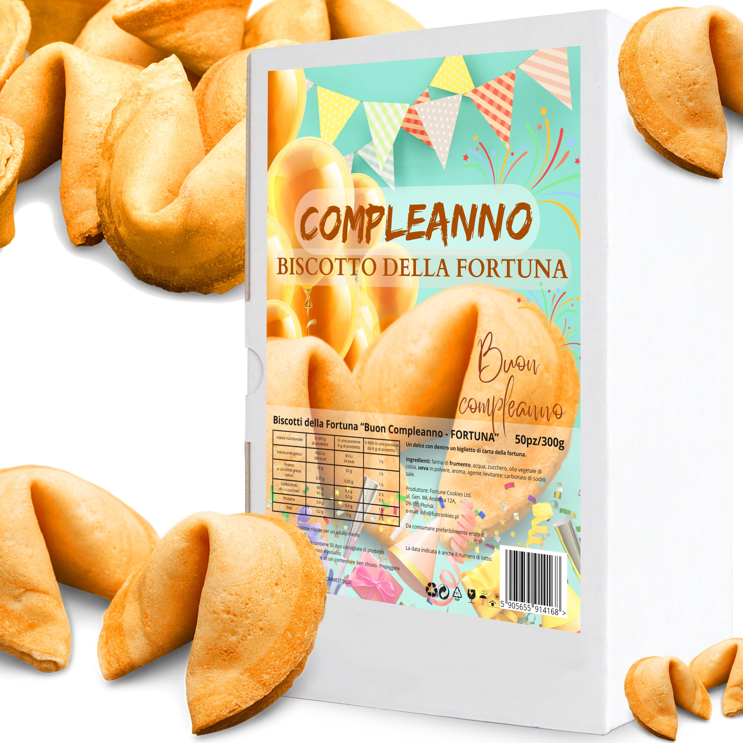 D&D FUN COOKIES Biscotti della Fortuna Cinesi, Biglietti Profetici, come regalo, compleanno del bambino, festa, per gli ospiti, per una festa, biscotti fortunati, magia, Sapore Vaniglia (50 pezzi)