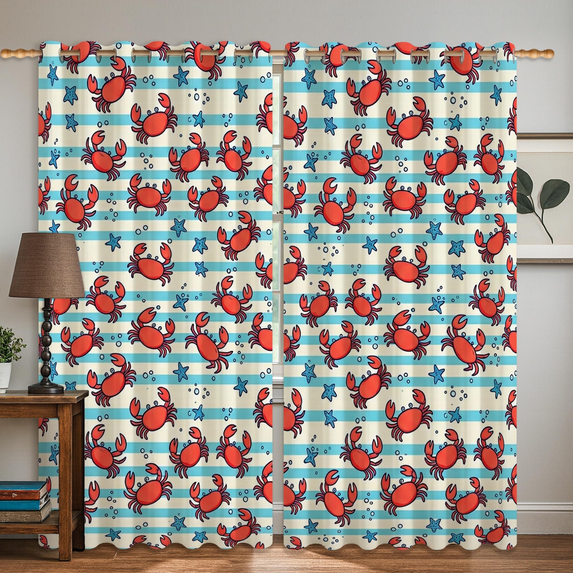 Rideaux occultants crabe 132x160cm rouge pour salon et appartement