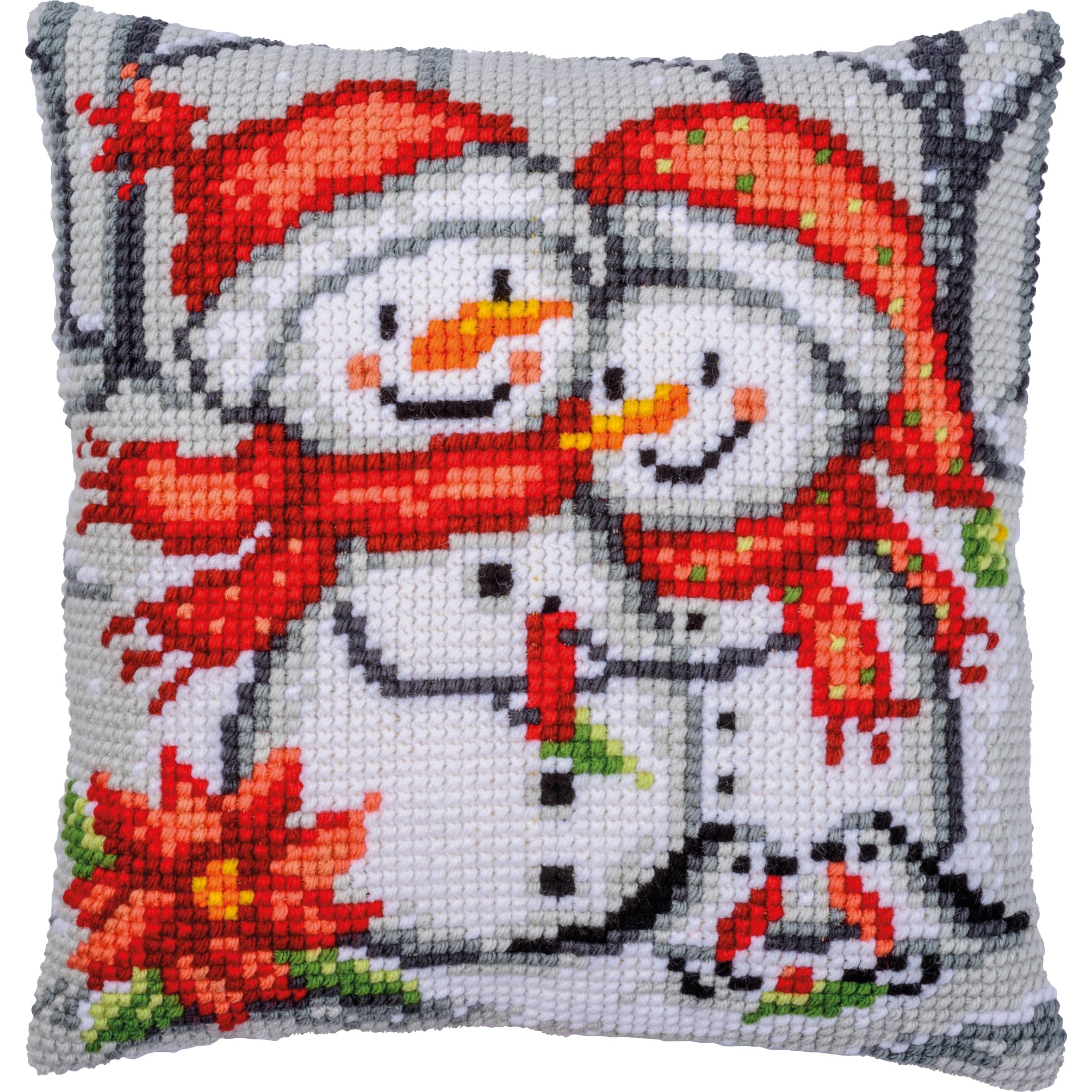 VERVACO Zestaw do Haftu Krzyżykowego Poduszka BAŁWANY Kanwa z Nadrukiem ca. 40 x 40 cm Gruba Włóczka Akrylowa Zrób to Sam Dekoracja Domu DIY Cross Stitch Kit