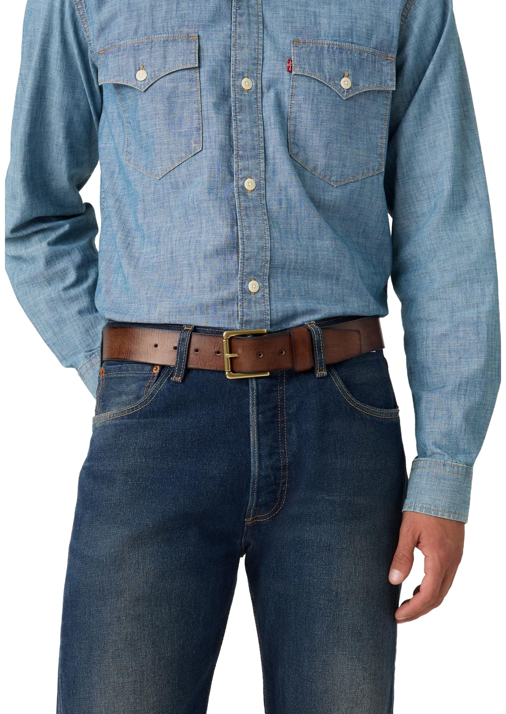 Levi's Elevated Heritage Belts, Leather Brown, 70, Marrón, 70