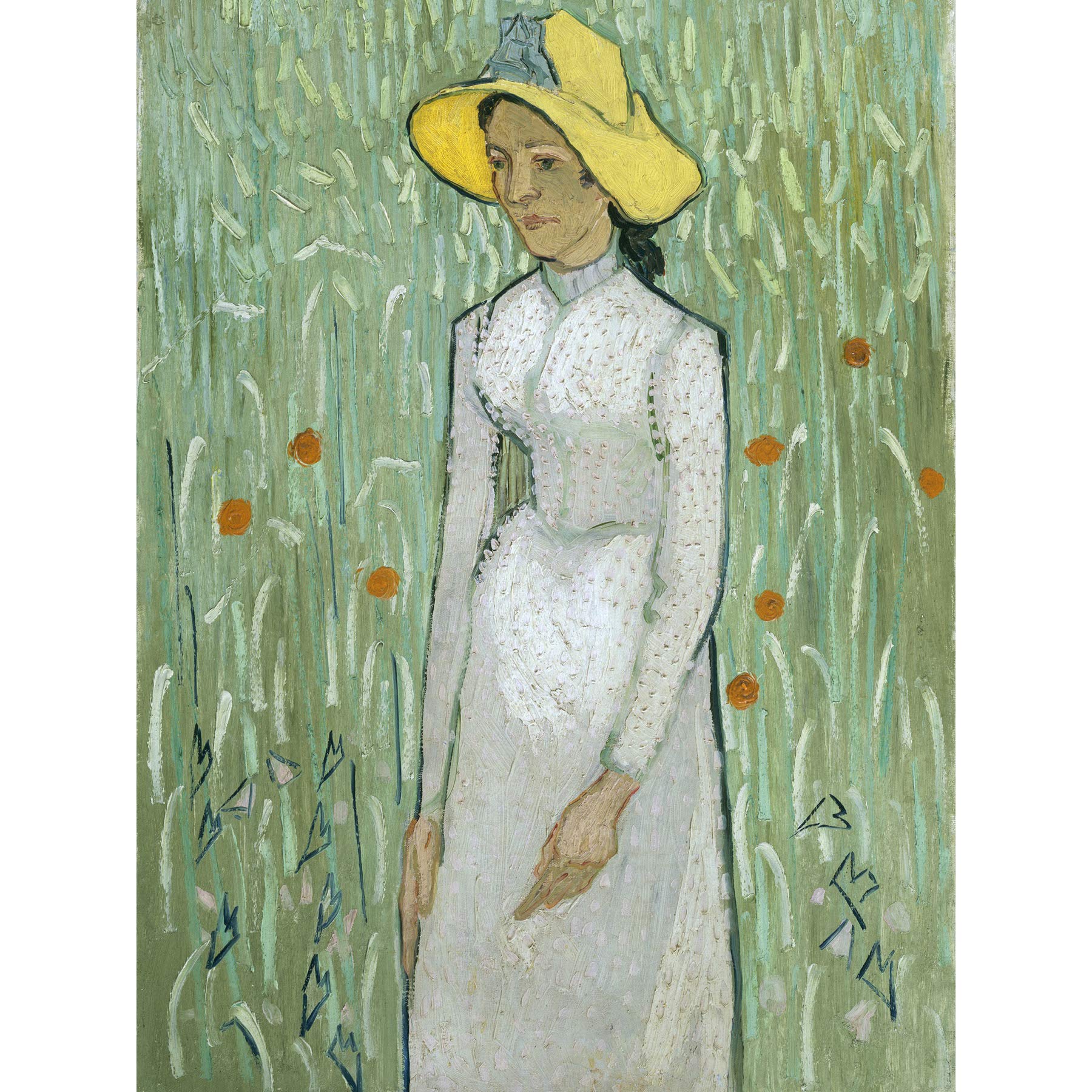 Van Gogh Girl In White Painting Premium Wall Art Canvas Print 18X24 Inch