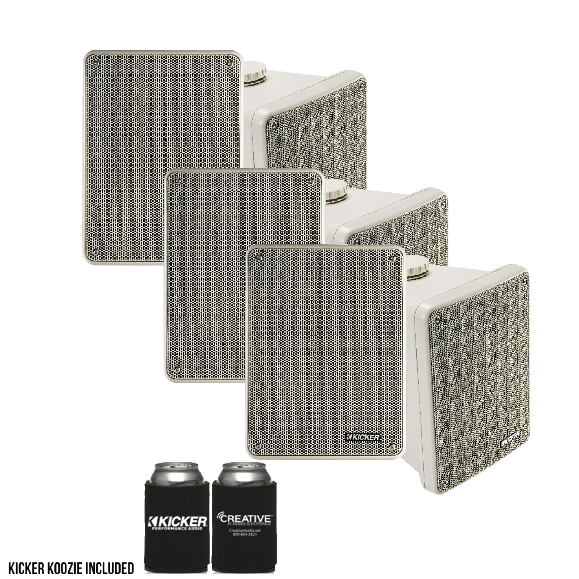 KICKER KB6 Indoor Outdoor Patio Speaker Bundle in Gray- 6 Speakers Total