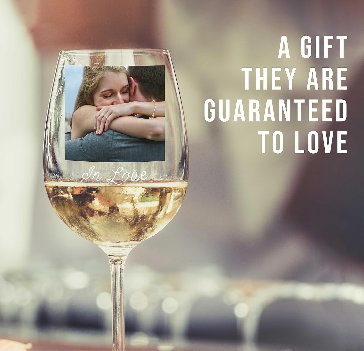 Personalized 16oz Printed Photo Picture Stemmed Wine Glass - Bride to Be Fiance Gifts - Engagement Engaged Bachelorette Gifts for Women Her – I Said Yes - Wedding Bridal Shower Future Mrs