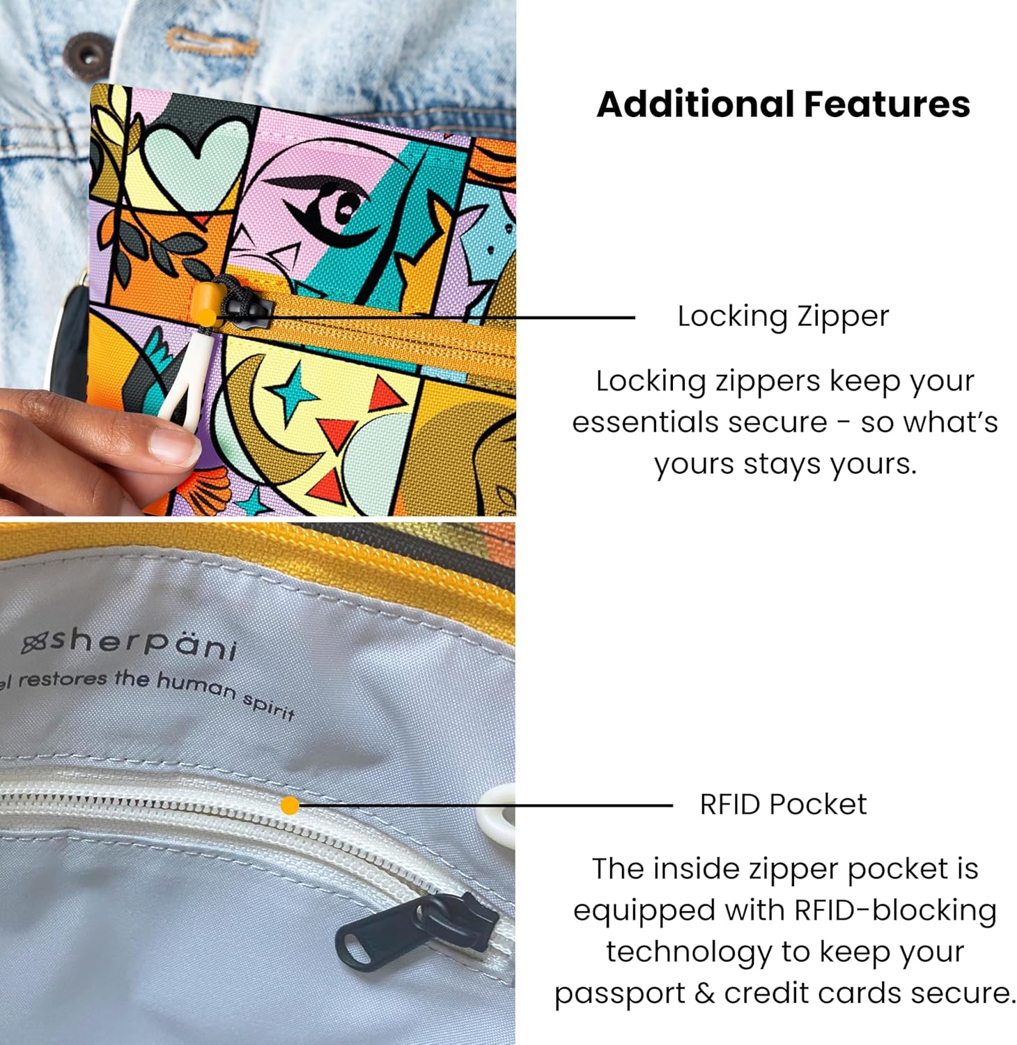 Sherpani Sadie, Nylon Crossbody Bag, Lightweight Shoulder Bag, Travel Cross Body, Crossbody Purse for Women, RFID Protection, Removable Coin Purse, Travel Gift (Alchemy) - Image 7