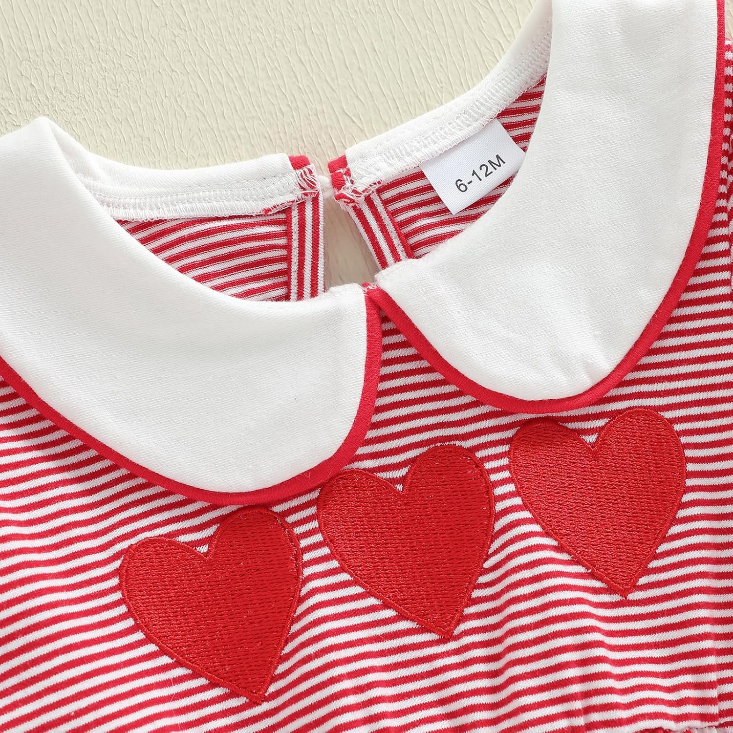 Toddler Little Baby Girl Valentines Day Dress Love Print Smocked Dress Short Sleeve Doll Collar Plaid Dresses - Image 4