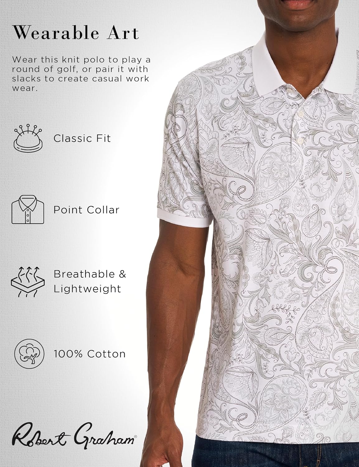 Robert Graham Men’s Dozer Short-Sleeve Polo Shirt, Premium Cotton Knit Top, Classic-Fit & Richly Detailed for Wear