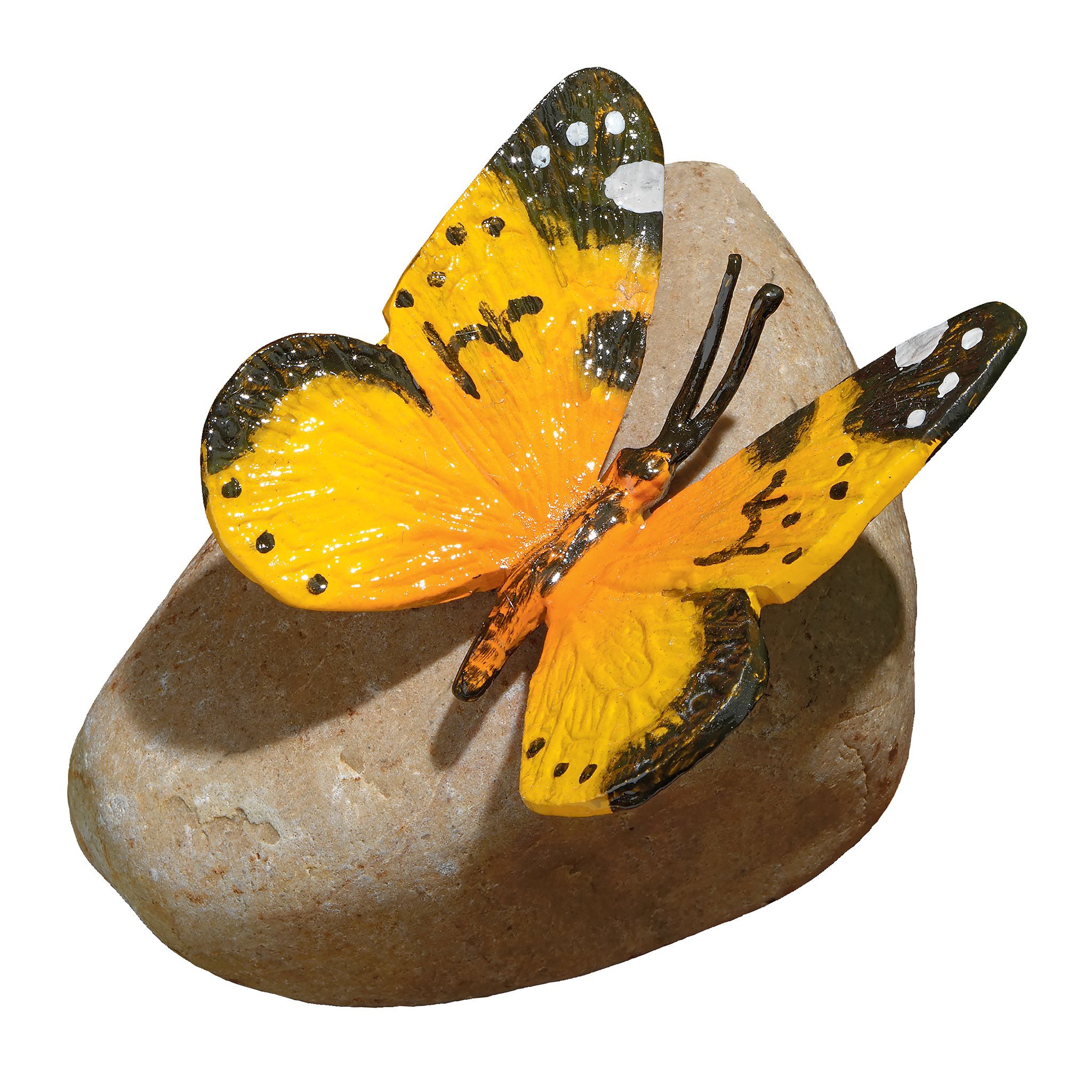 Design ToscanoMP7489 Yellow Mocker Swallowtail Butterfly on Rock Statue, full color