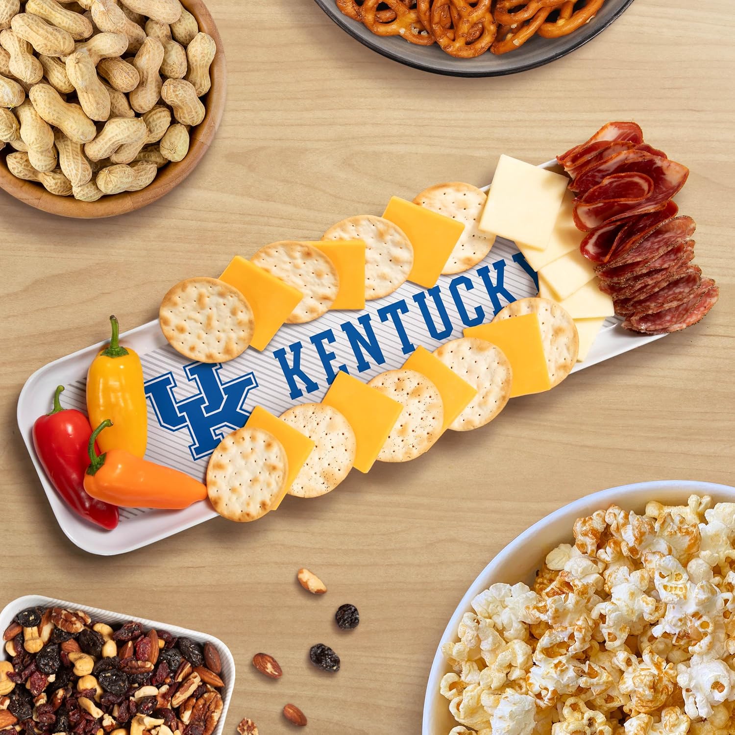 YouTheFan Officially-Licensed NCAA Snack Platter Platter - 100% Melamine, Dishwasher Safe, BPA Free - 16” x 5” - Fan Gift for Snacks, appetizers and Food
