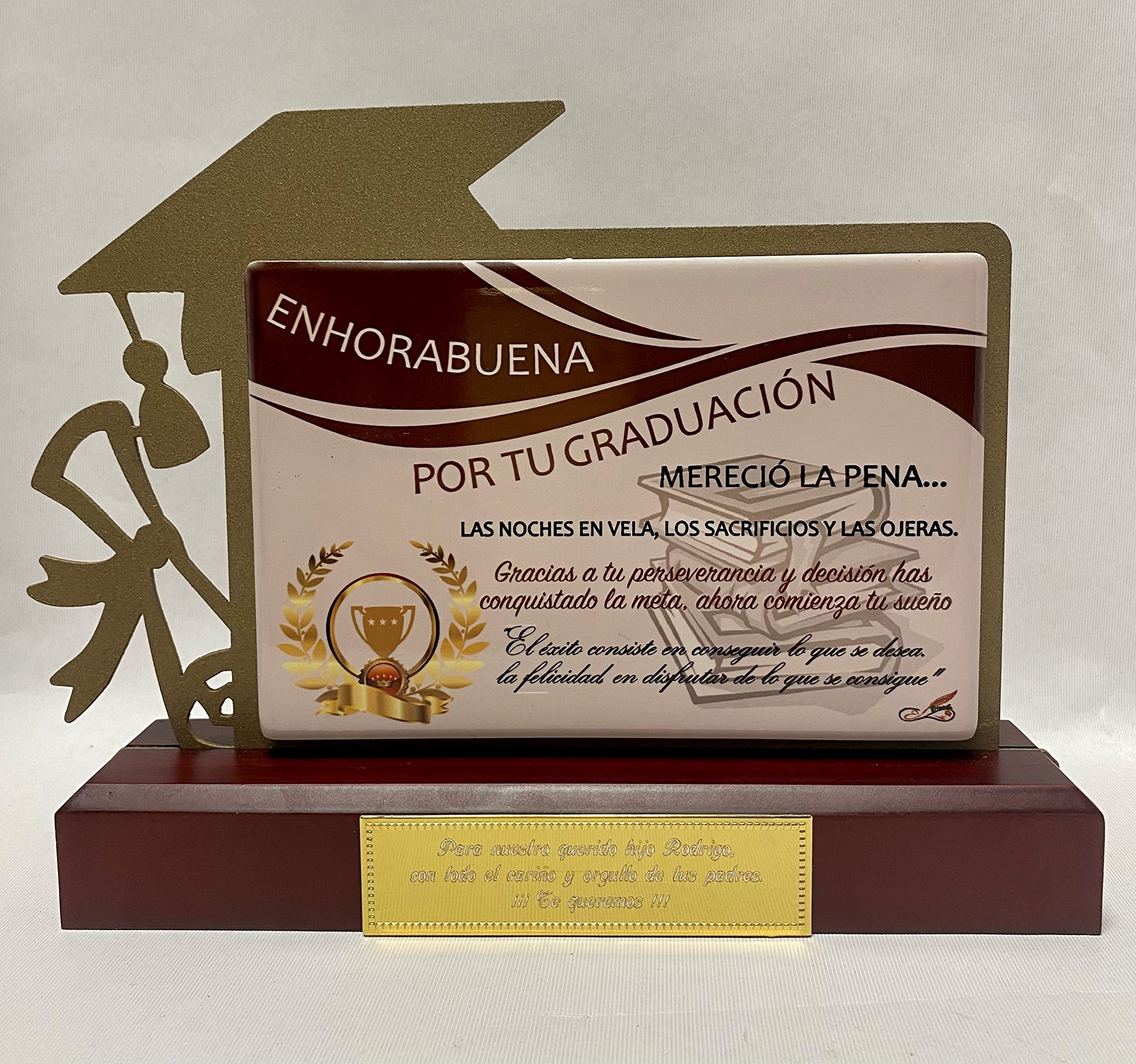 Regalo Graduación para Hijo Hija Personalizado Figura con dedicatoria Graduado graduada de Acero Satinado