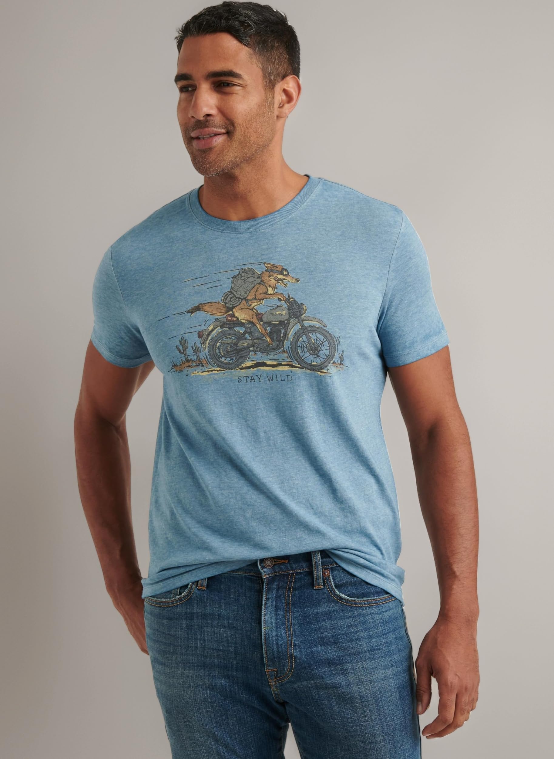 Men's Short Sleeve Crew Neck Coyote Rider Tee Shirt T