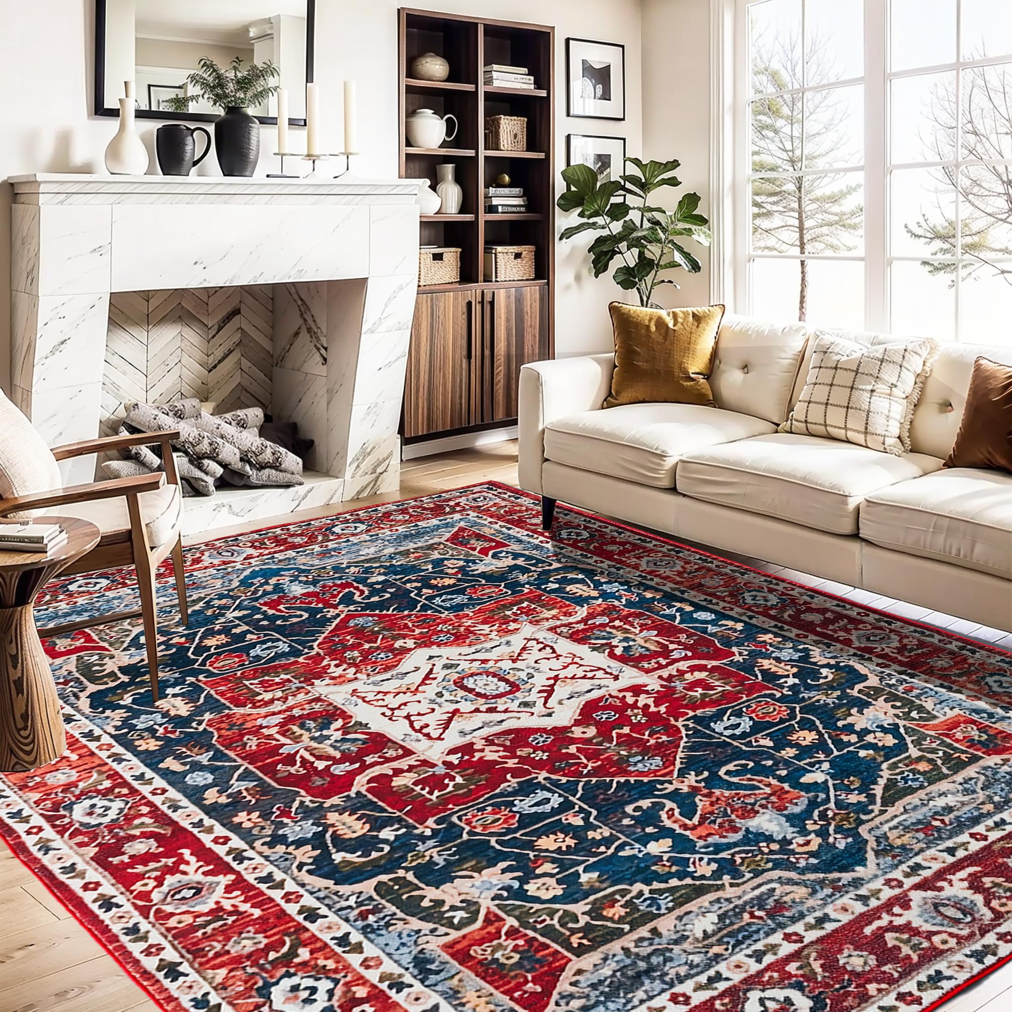 Machine Washable Area Rug 8x10, Washable Rugs for Living Room, Boho ...