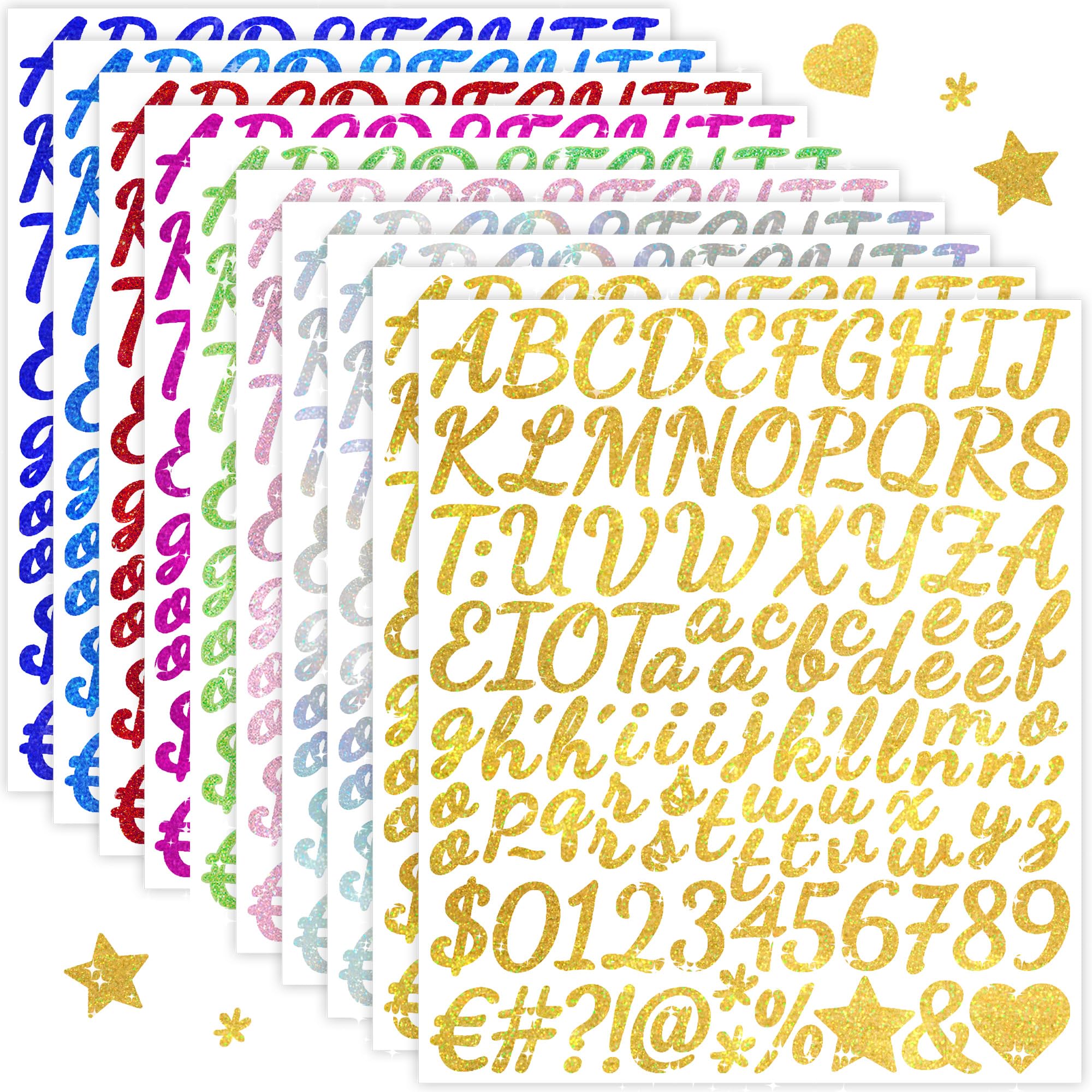 1050PCS Letter Stickers Number Alphabet Stickers(Multicolor)
